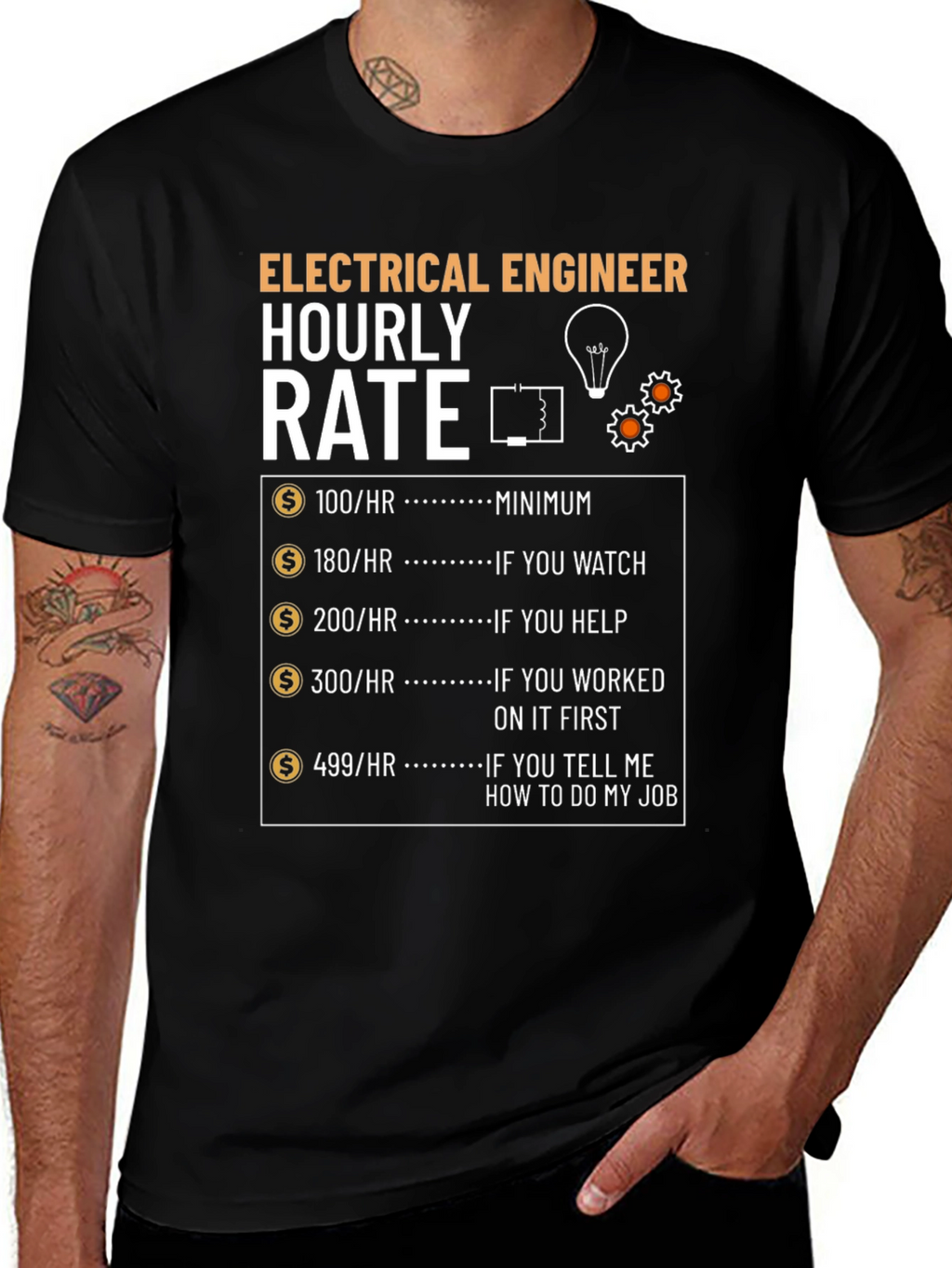 Electrical Engineer Hourly Rate Funny Graphic T-Shirt