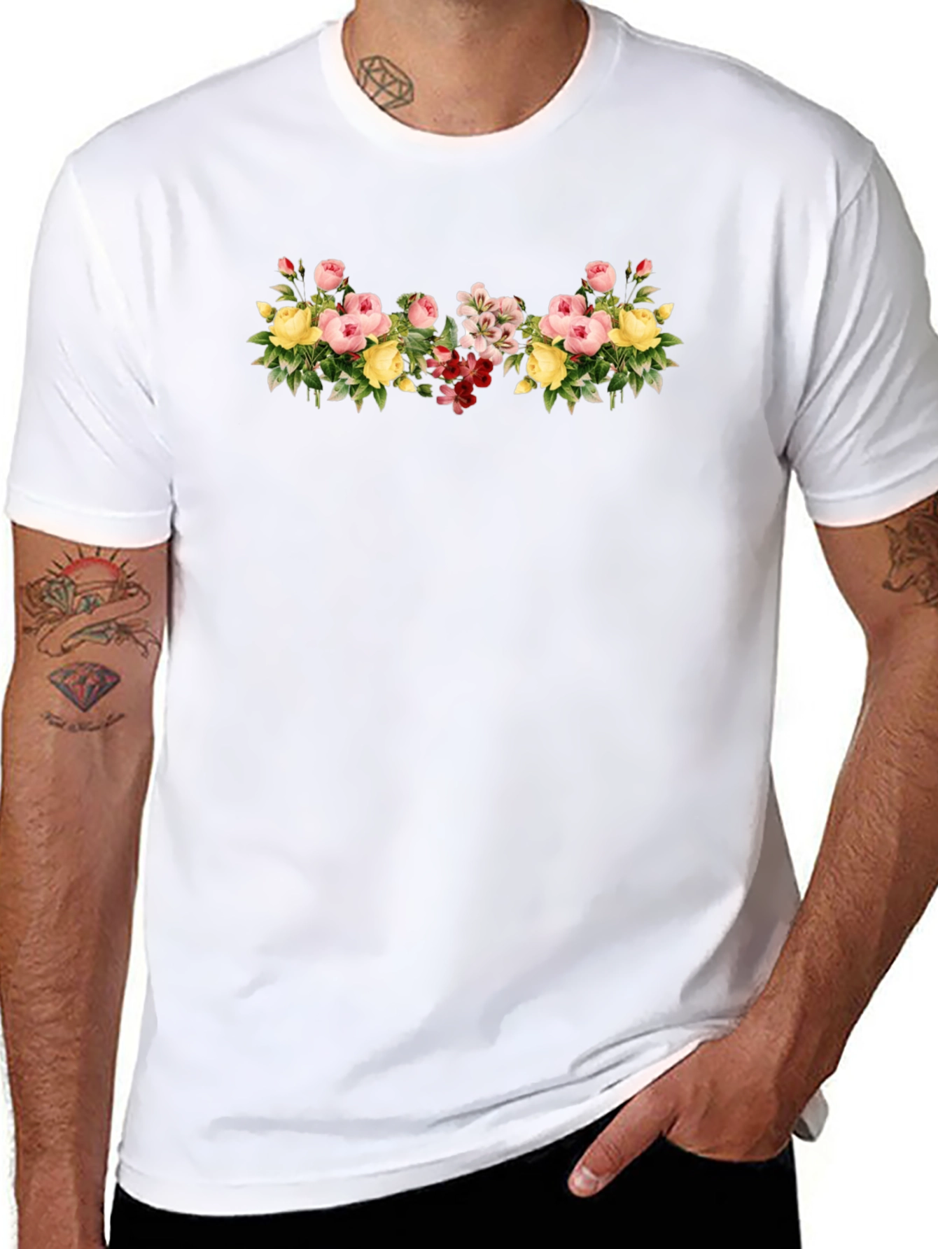 Floral Bouquet Graphic Tee - Black