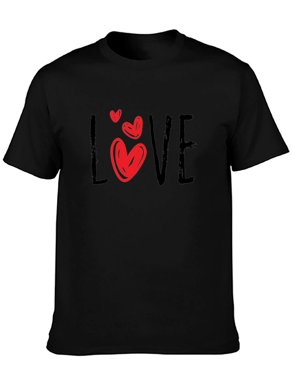Love Heart Graphic Black T-Shirt