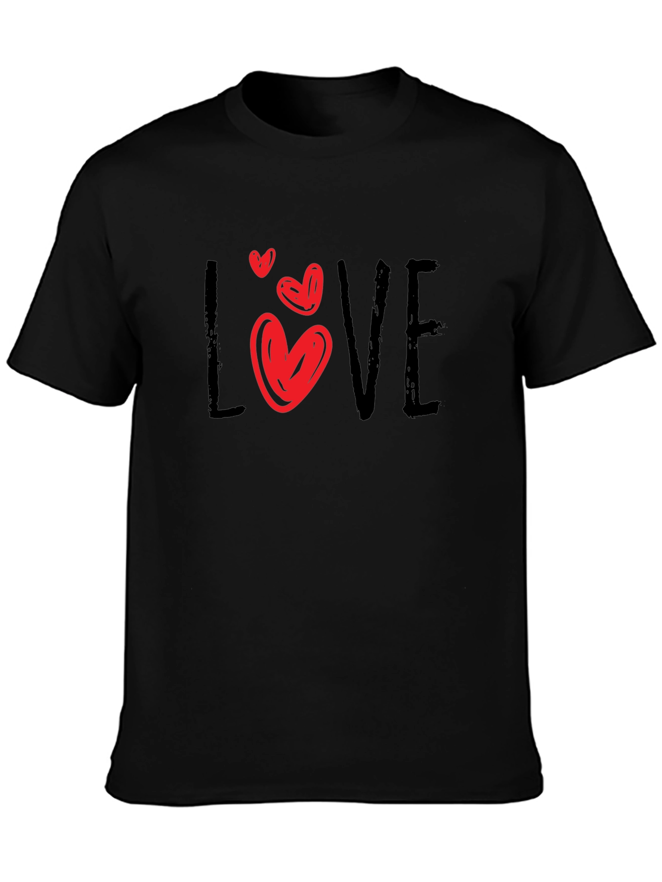 Love Heart Graphic Black T-Shirt