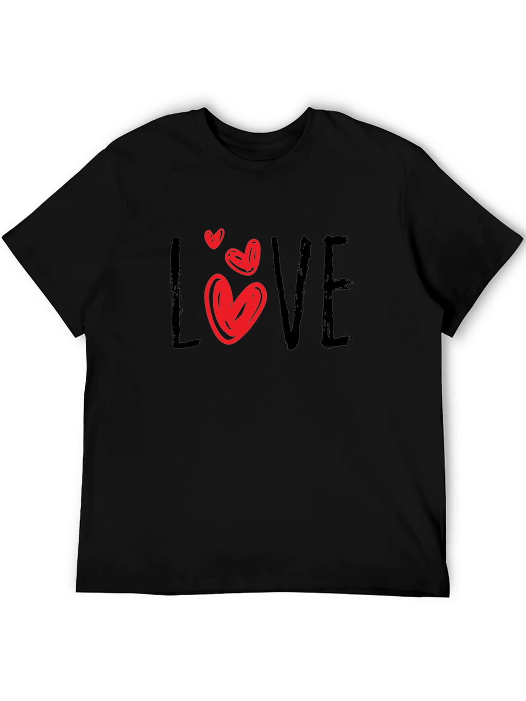 Love Heart Graphic Black T-Shirt