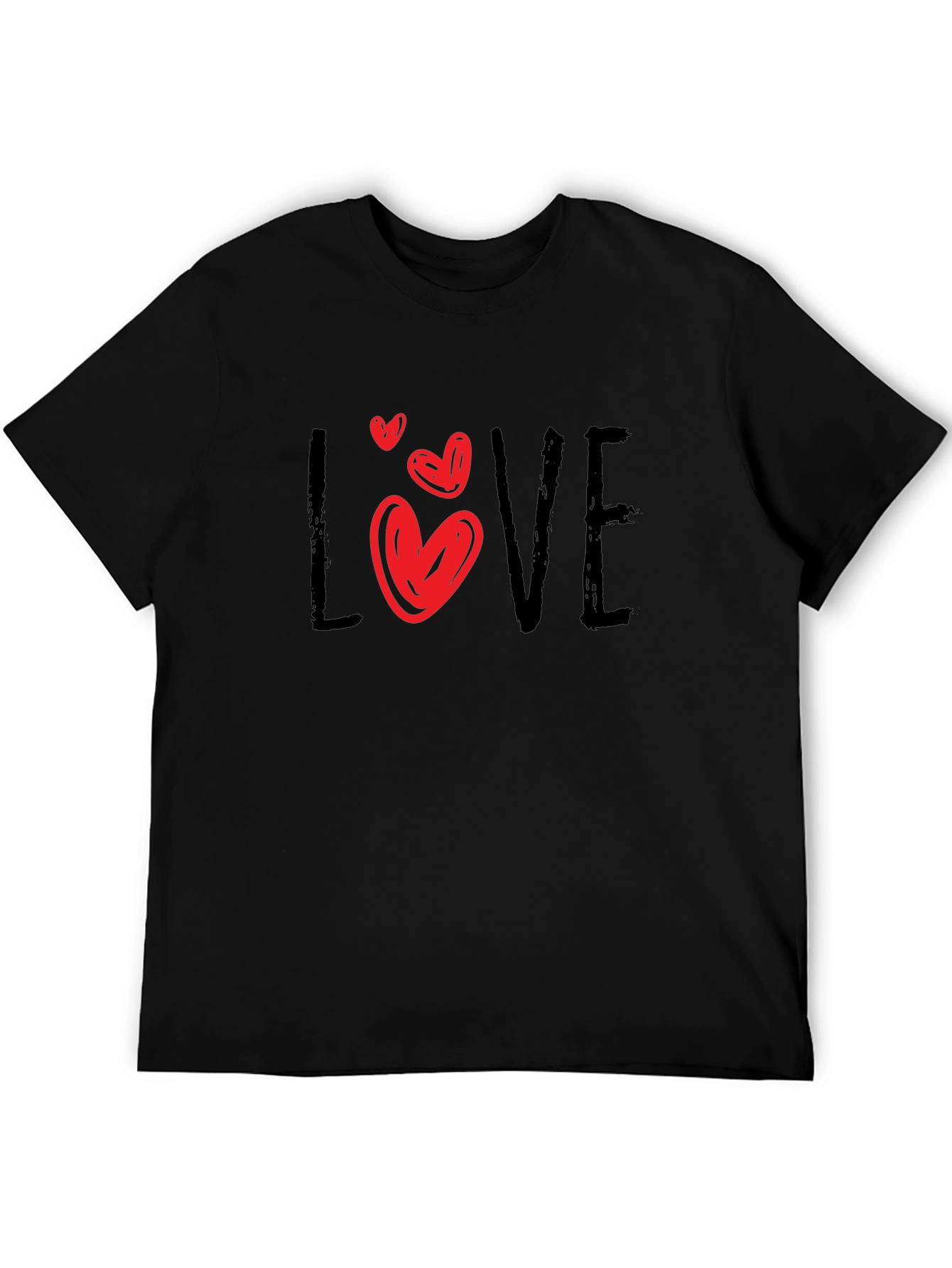 Love Heart Graphic Black T-Shirt