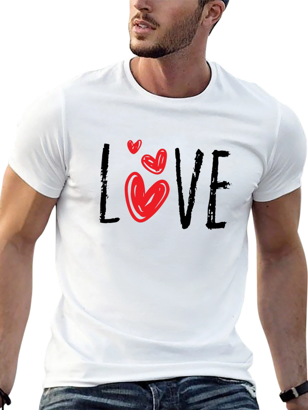 Love Heart Graphic Black T-Shirt