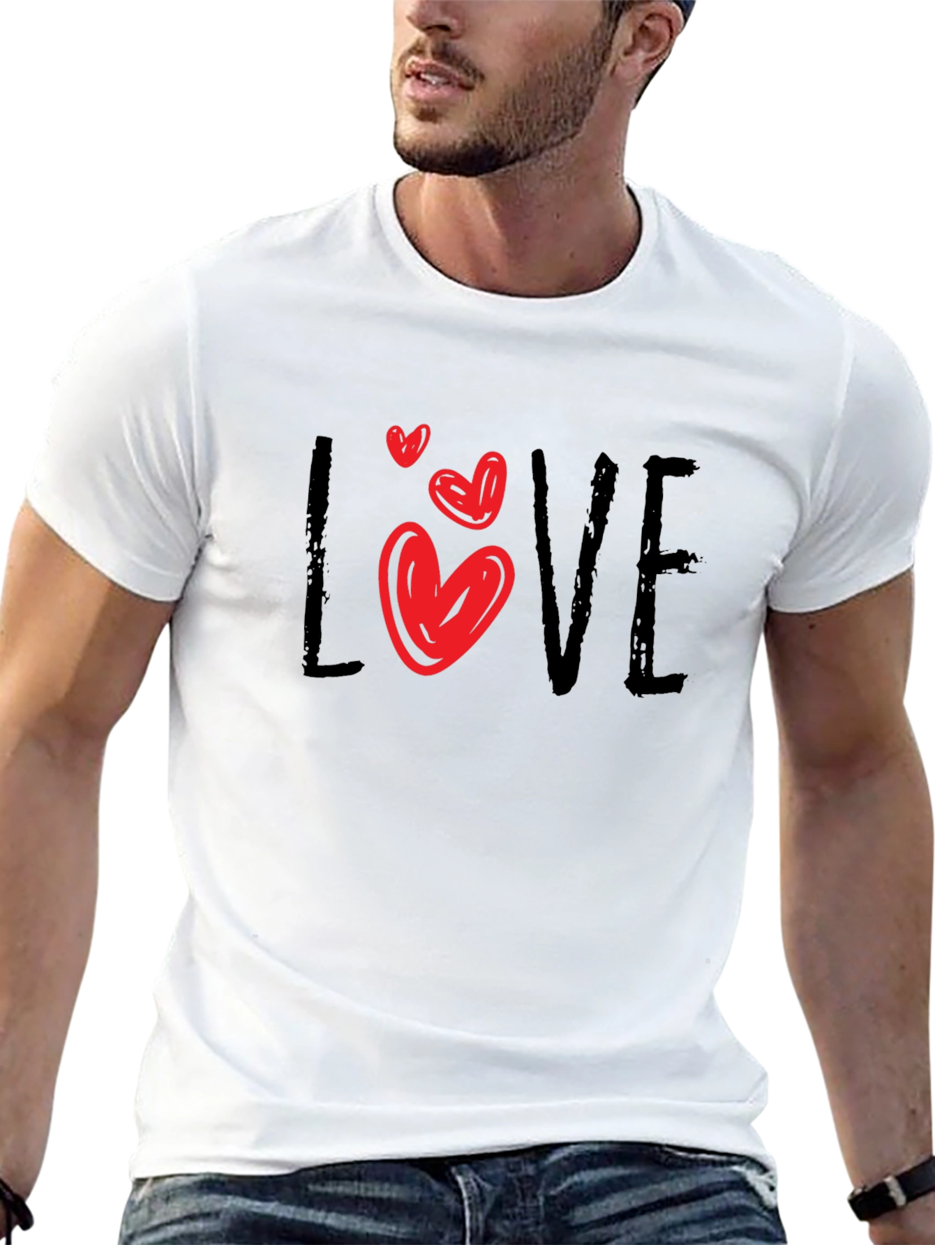 Love Heart Graphic Black T-Shirt