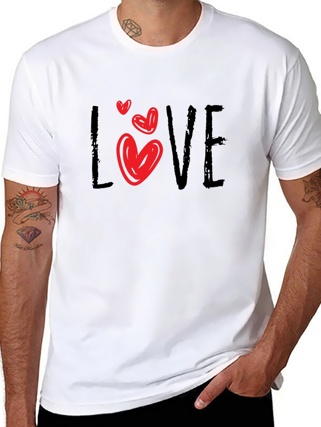 Love Heart Graphic Black T-Shirt