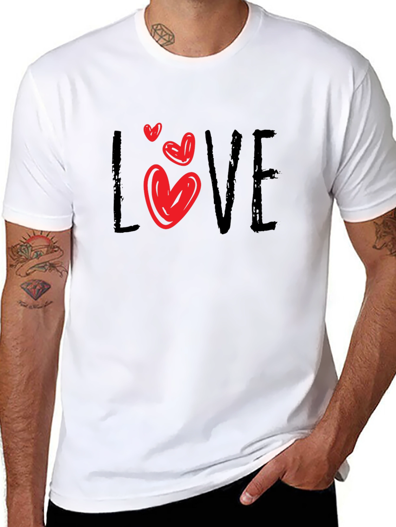 Love Heart Graphic Black T-Shirt
