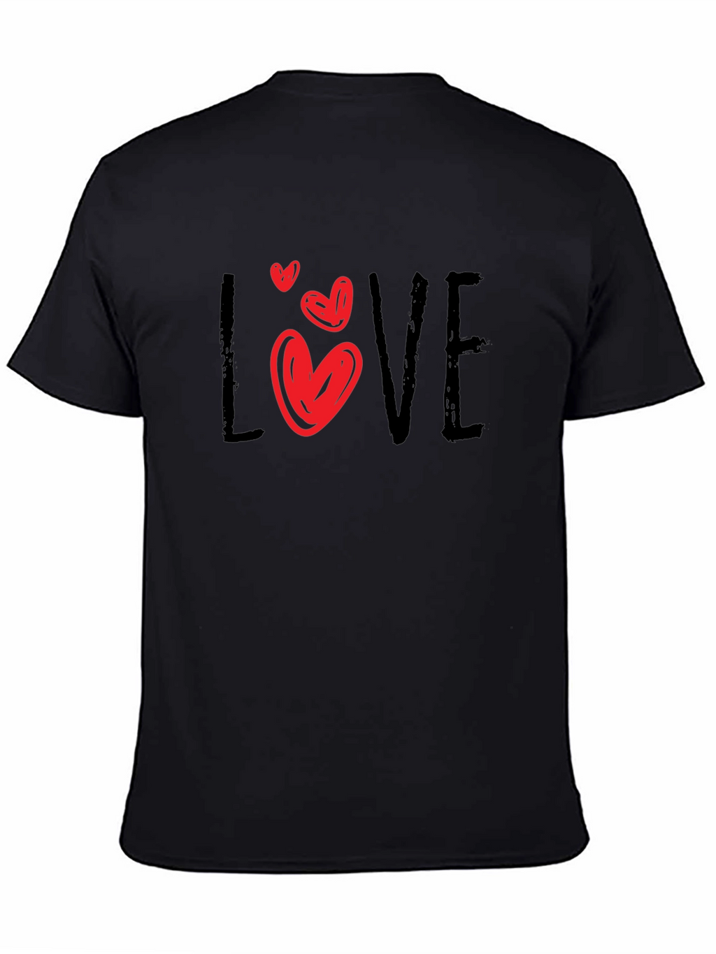 Love Heart Graphic Black T-Shirt
