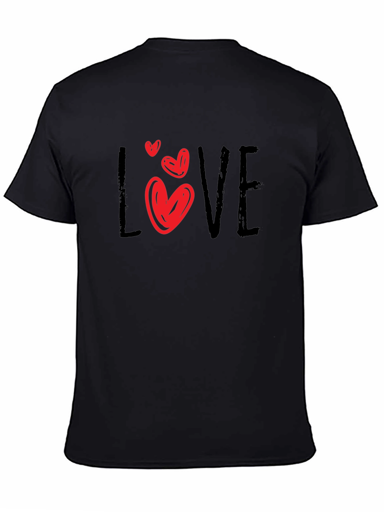 Love Heart Graphic Black T-Shirt