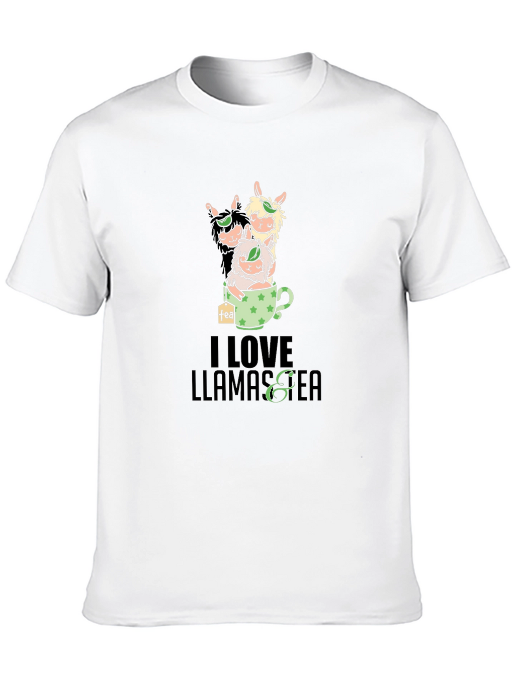 I Love Llamas & Tea Black T-Shirt
