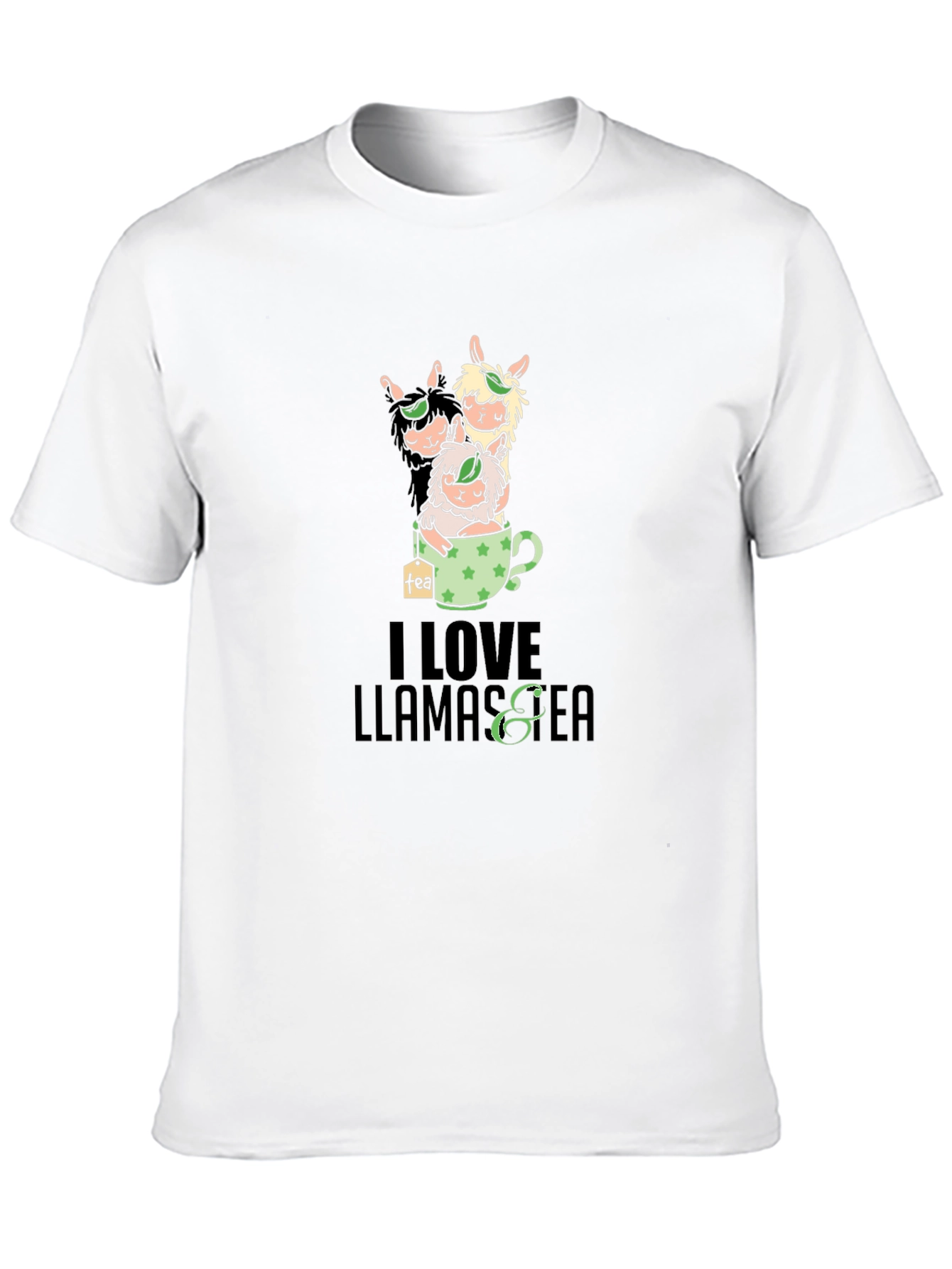 I Love Llamas & Tea Black T-Shirt