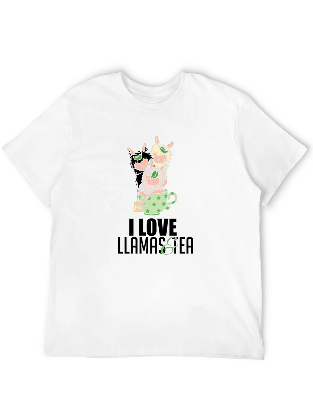 I Love Llamas & Tea Black T-Shirt