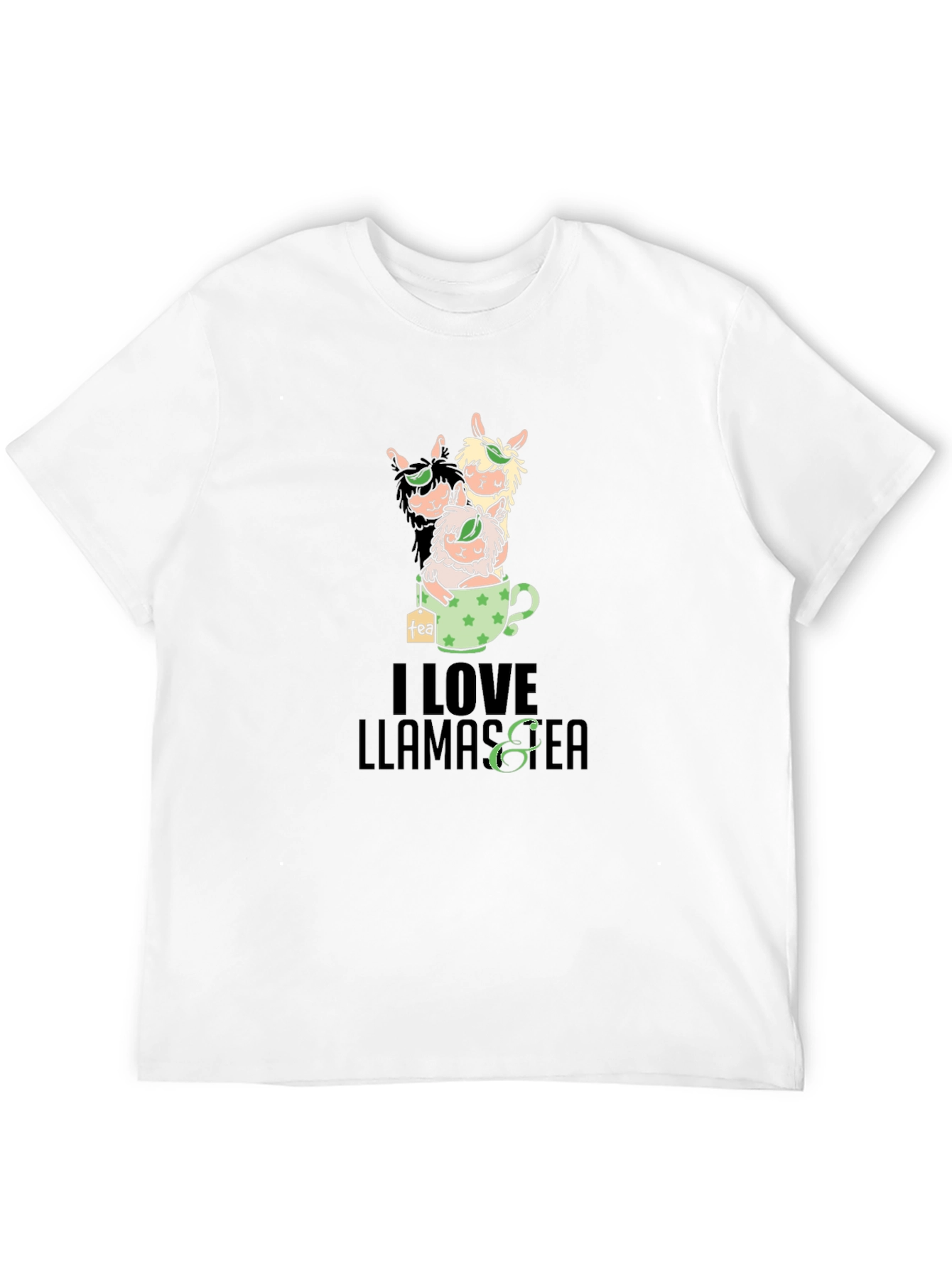 I Love Llamas & Tea Black T-Shirt