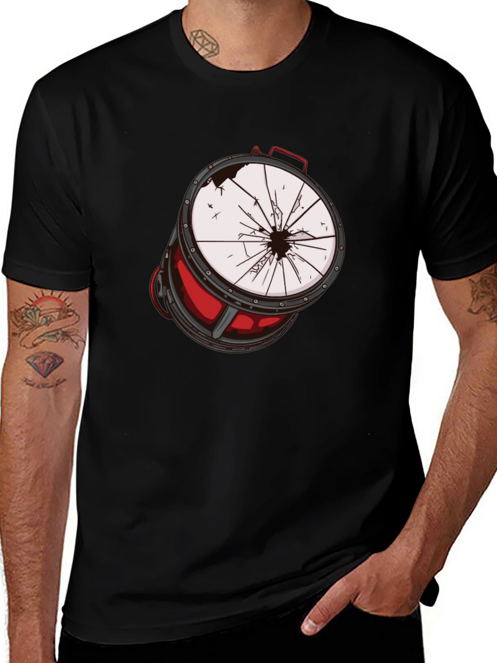 Broken Drum Graphic Tee - Rock & Roll Style