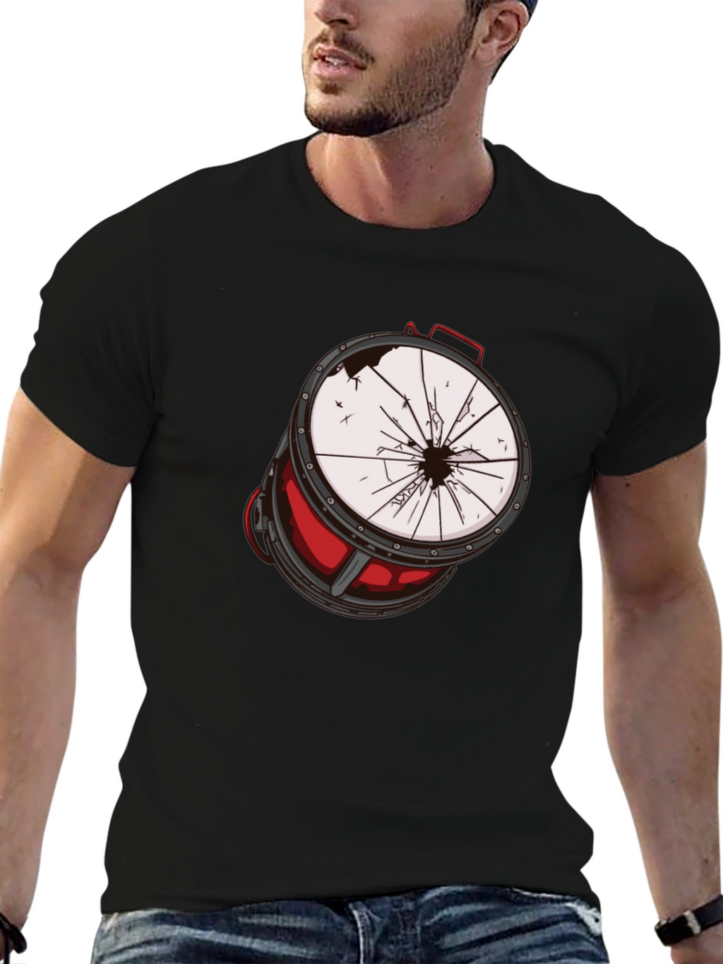 Broken Drum Graphic Tee - Rock & Roll Style