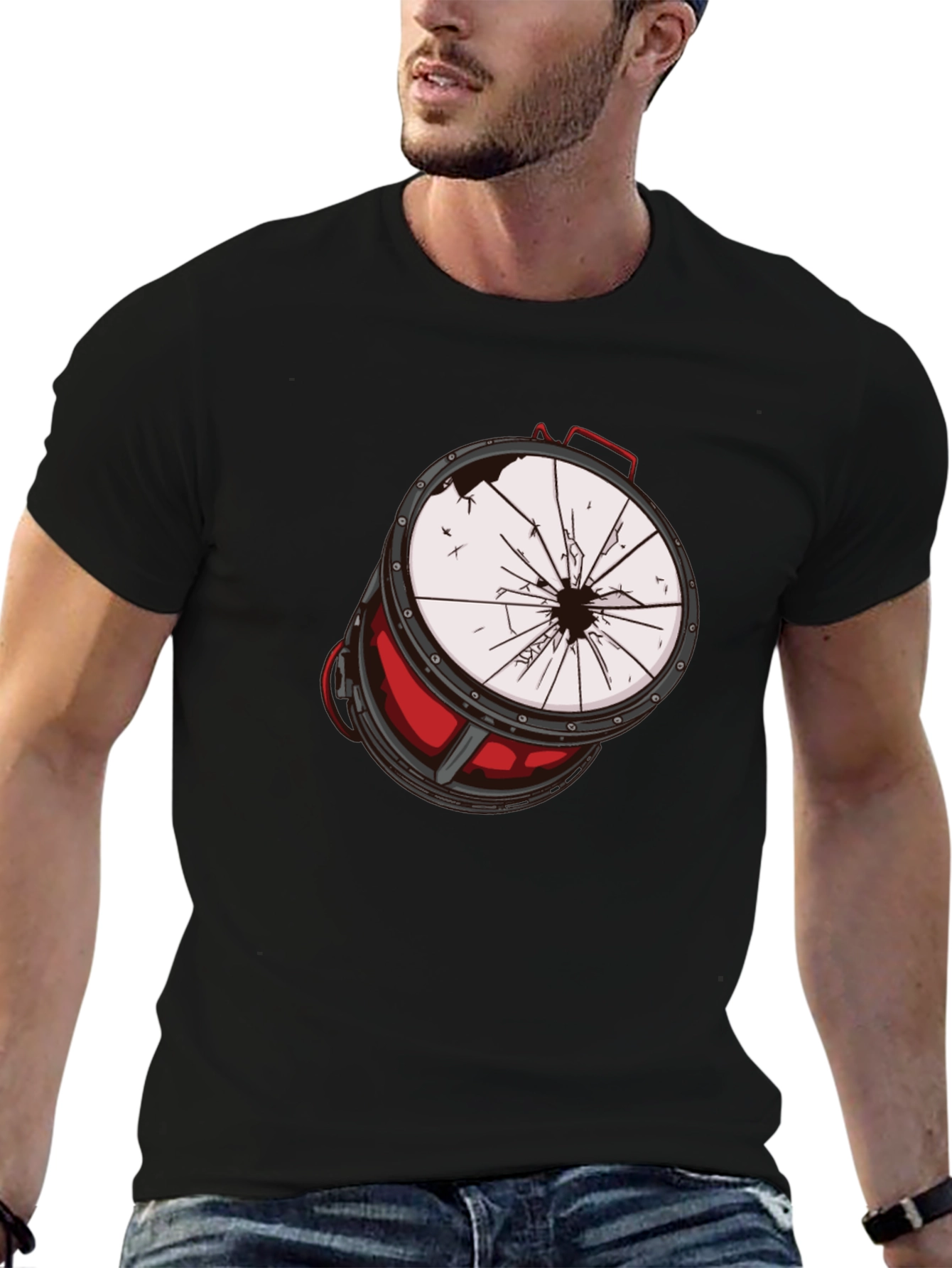 Broken Drum Graphic Tee - Rock & Roll Style