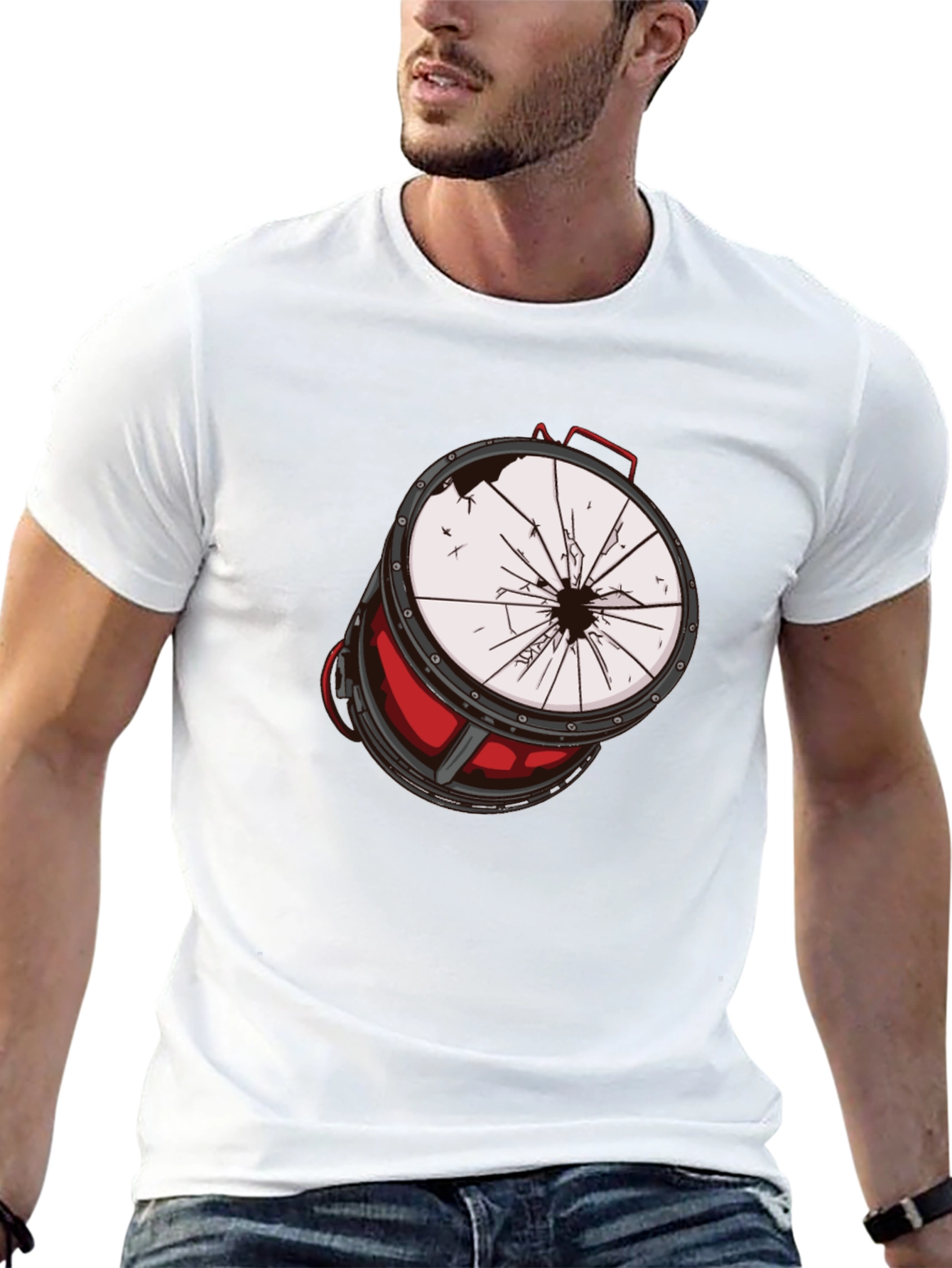Broken Drum Graphic Tee - Rock & Roll Style