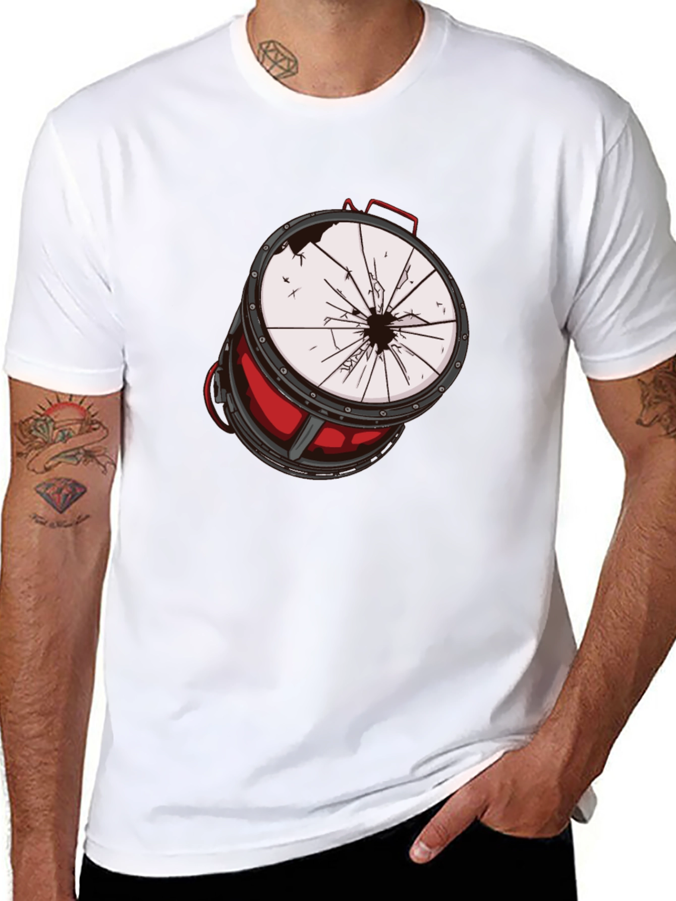Broken Drum Graphic Tee - Rock & Roll Style