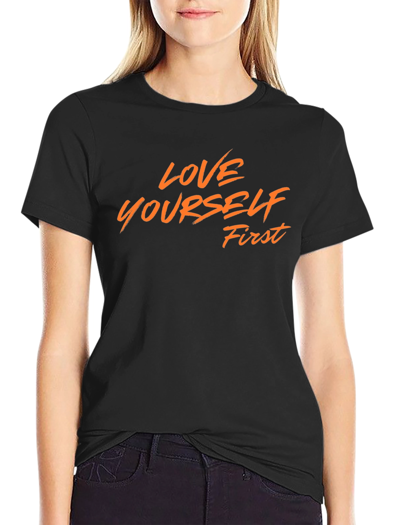 Love Yourself First Graphic Tee - Black Cotton