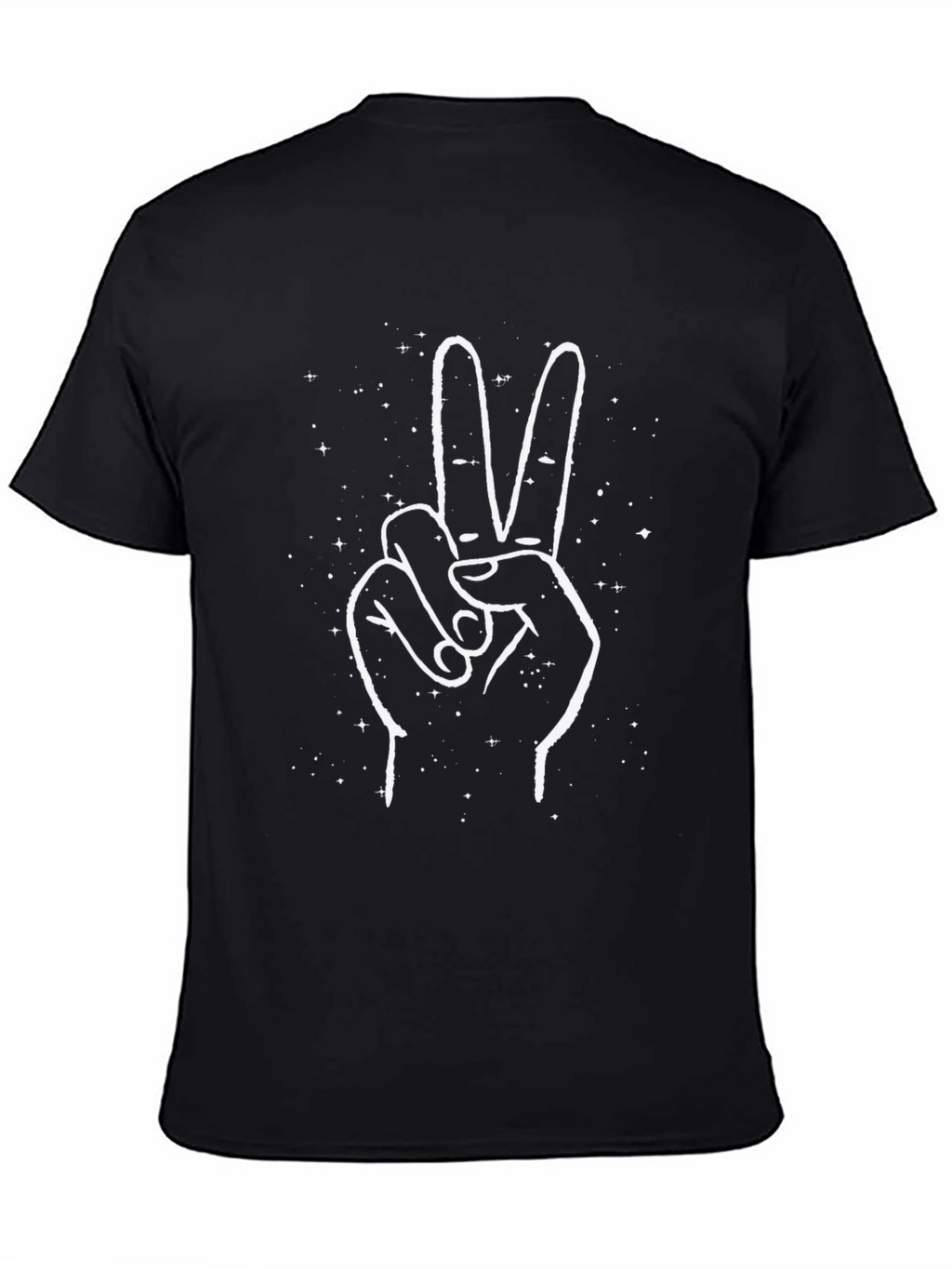Peace Sign Graphic Tee - Black Cotton Casual