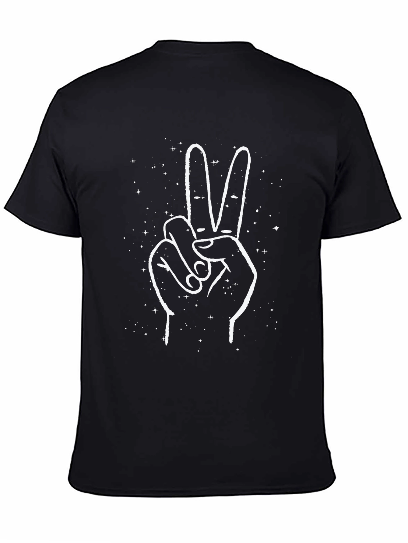 Peace Sign Graphic Tee - Black Cotton Casual