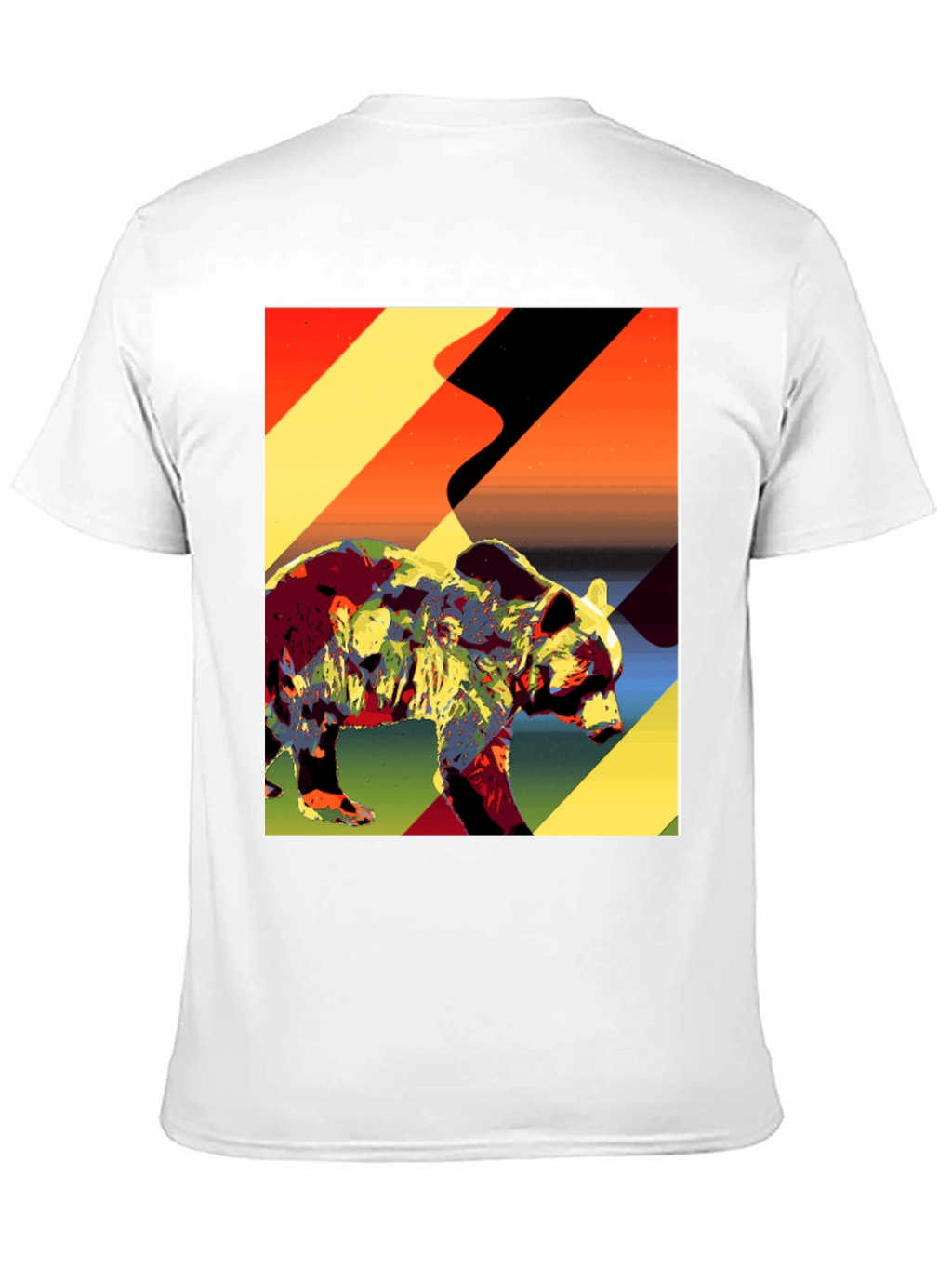 Abstract Bear Graphic Tee - Black Cotton T-Shirt