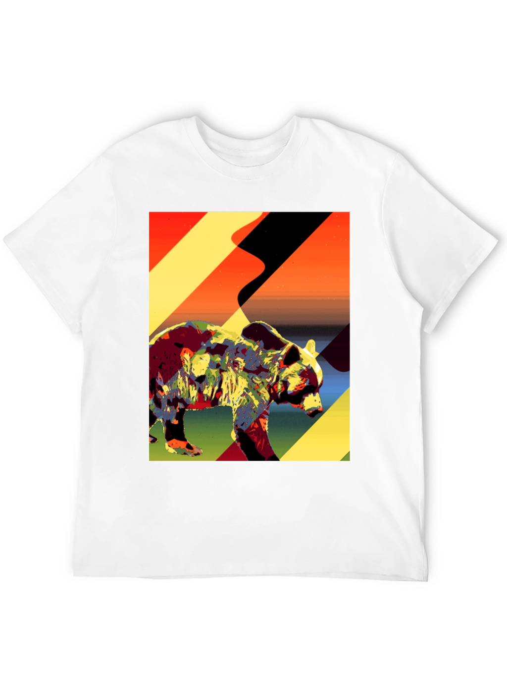Abstract Bear Graphic Tee - Black Cotton T-Shirt