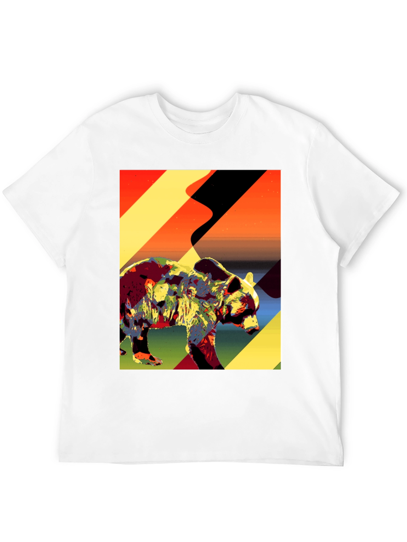 Abstract Bear Graphic Tee - Black Cotton T-Shirt