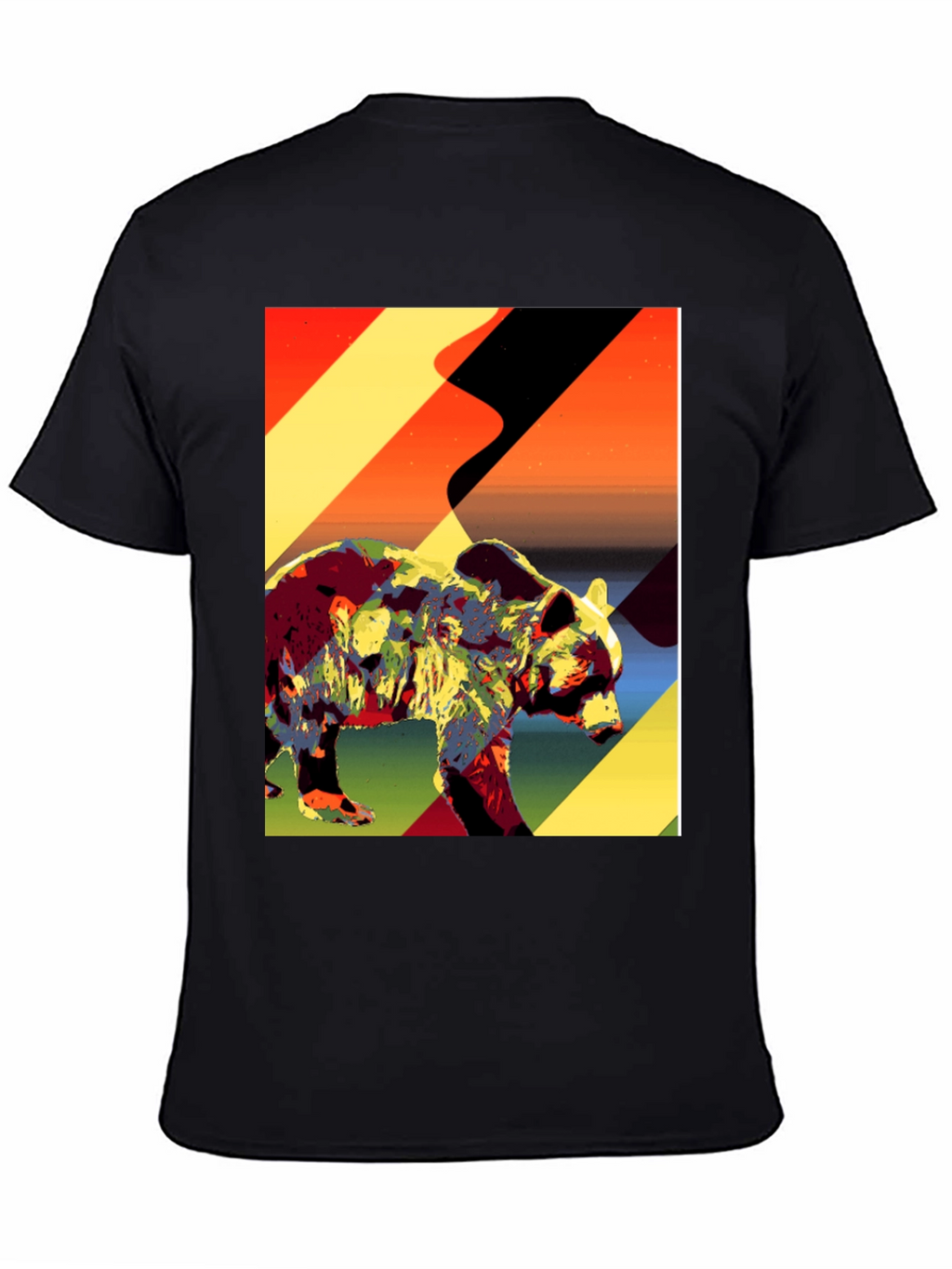 Abstract Bear Graphic Tee - Black Cotton T-Shirt