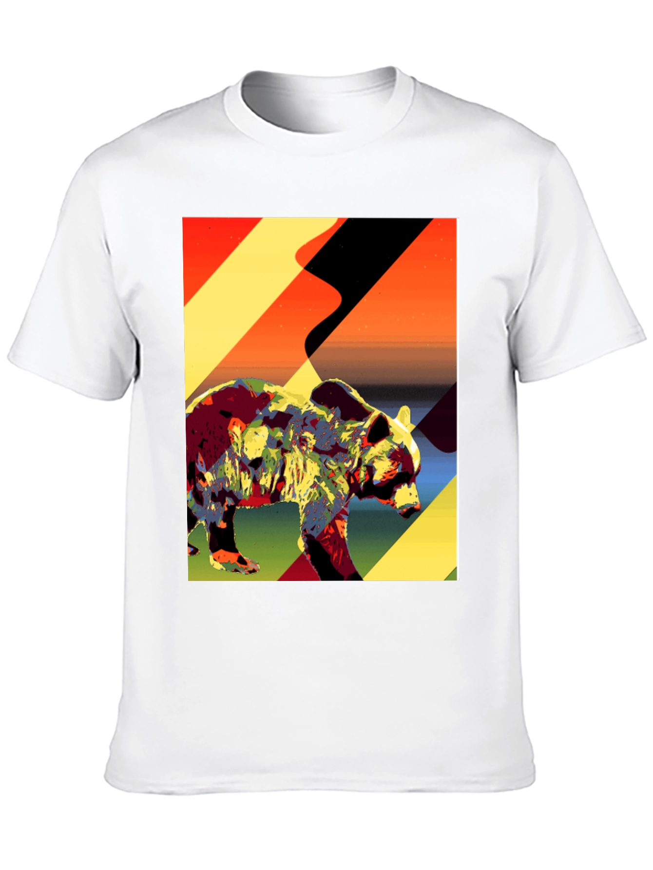 Abstract Bear Graphic Tee - Black Cotton T-Shirt