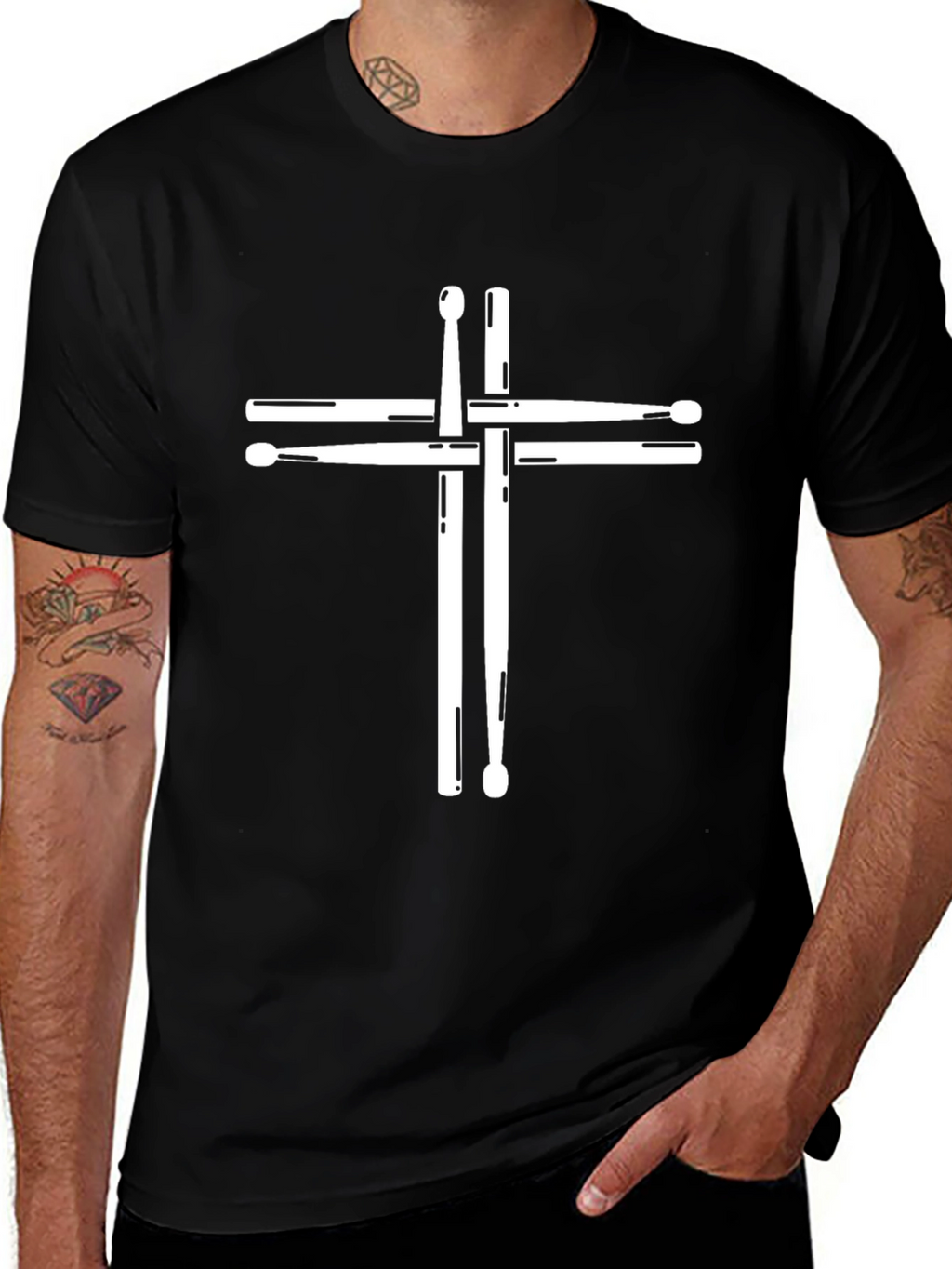 Drumstick Cross Black T-Shirt