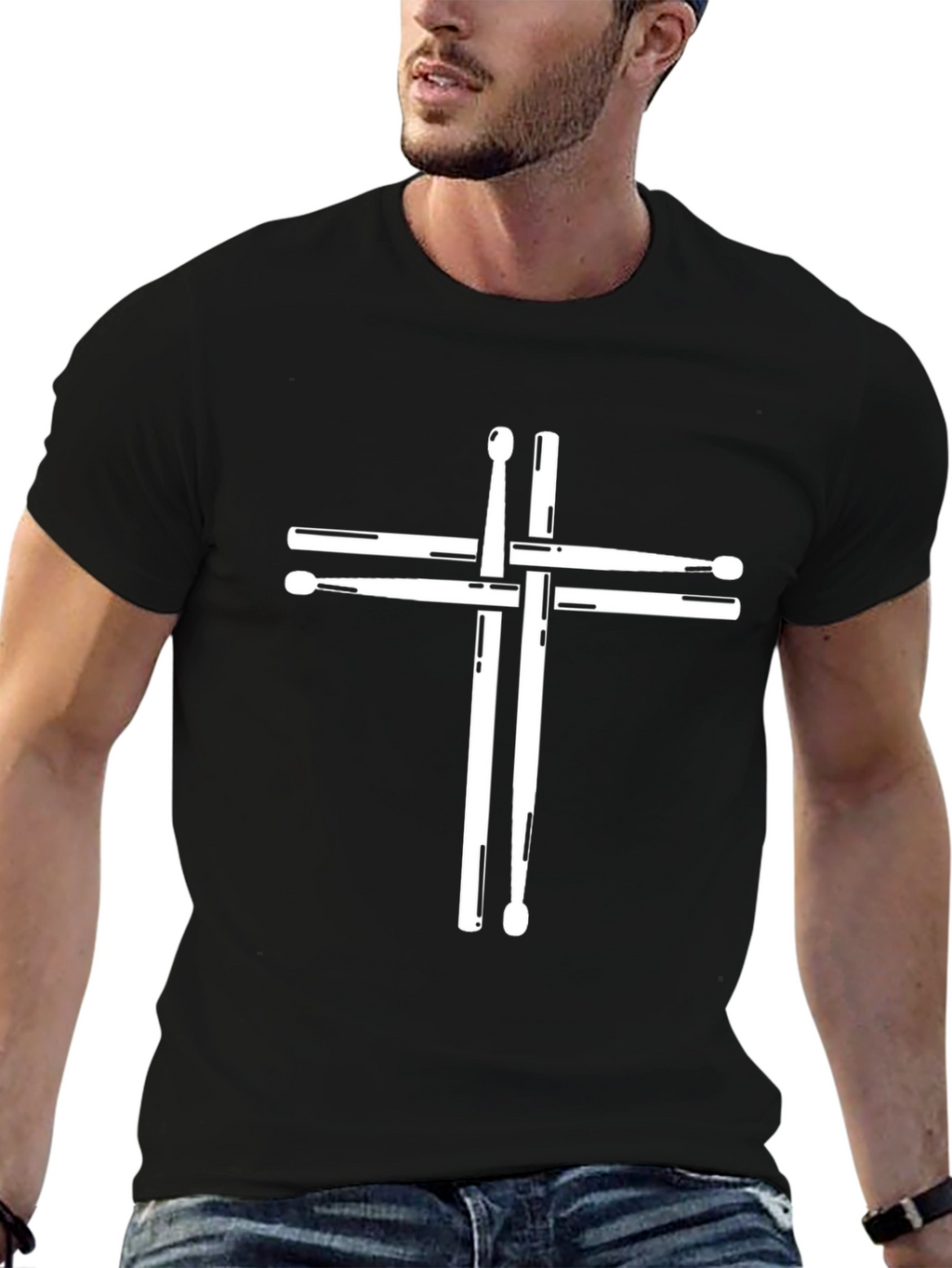 Drumstick Cross Black T-Shirt