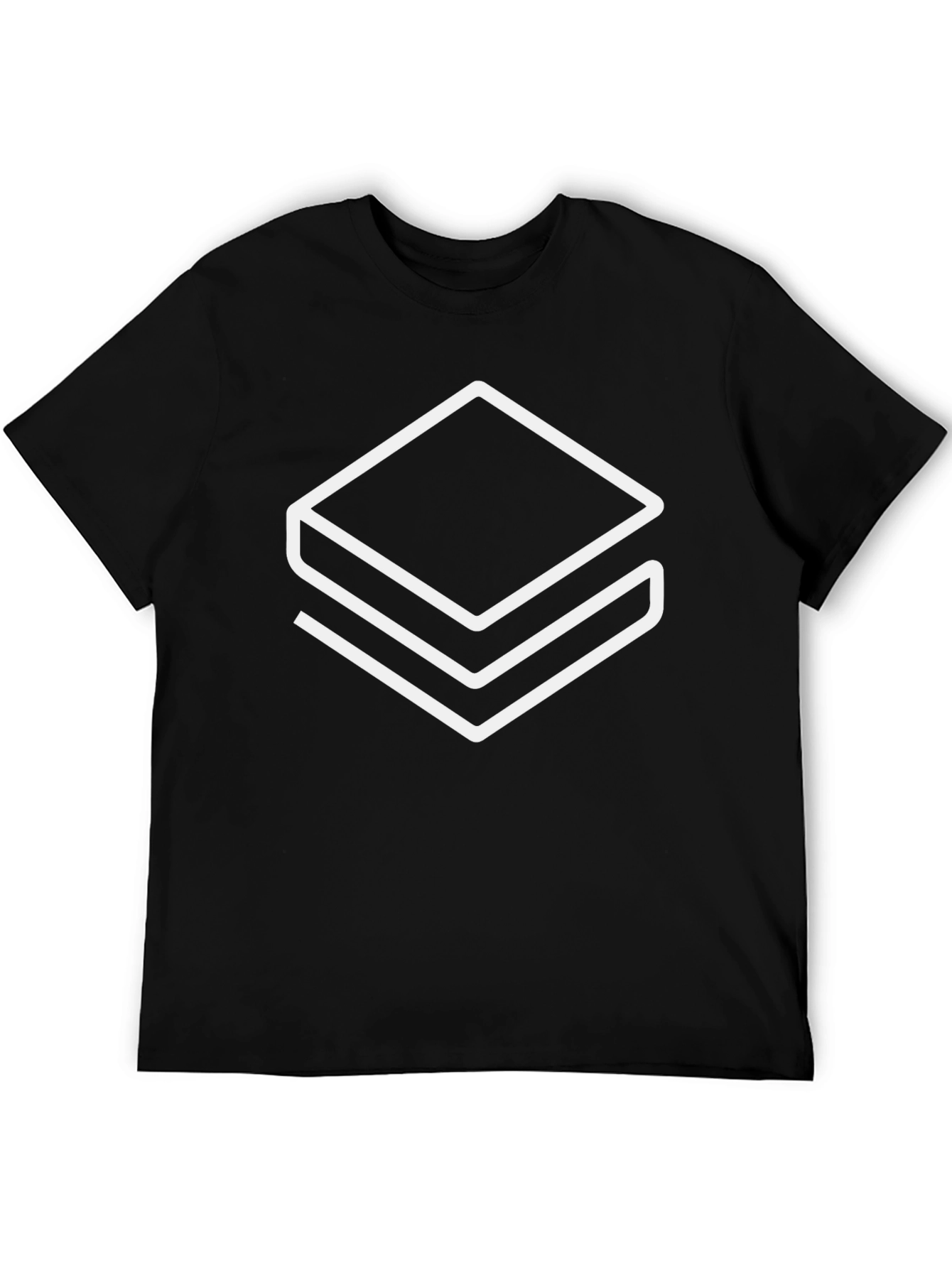 Geometric Stacked Squares Graphic Tee - Black