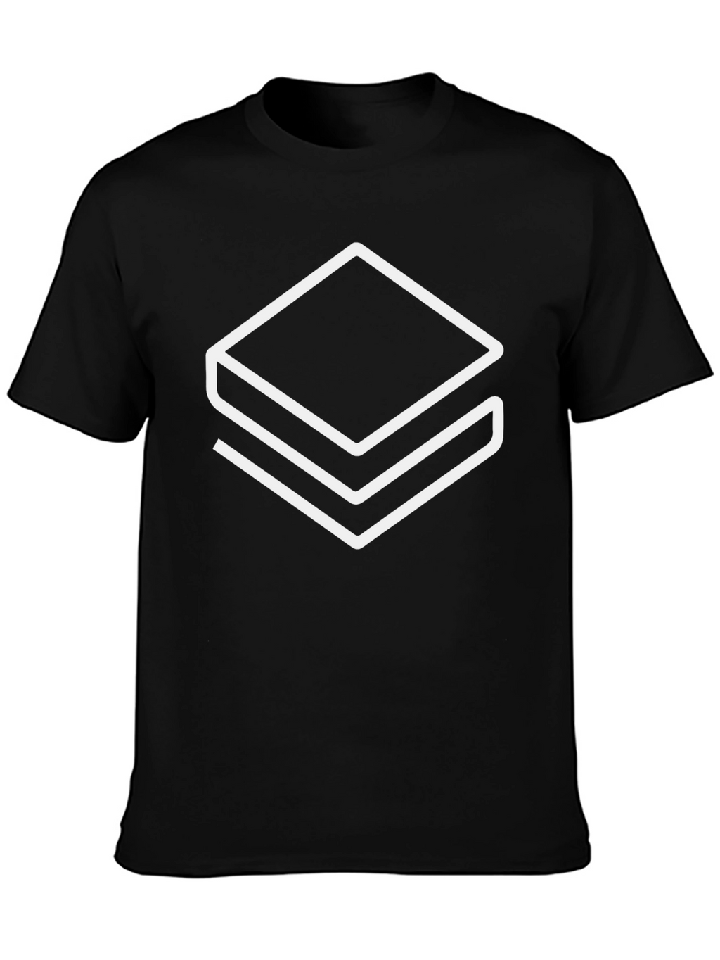 Geometric Stacked Squares Graphic Tee - Black