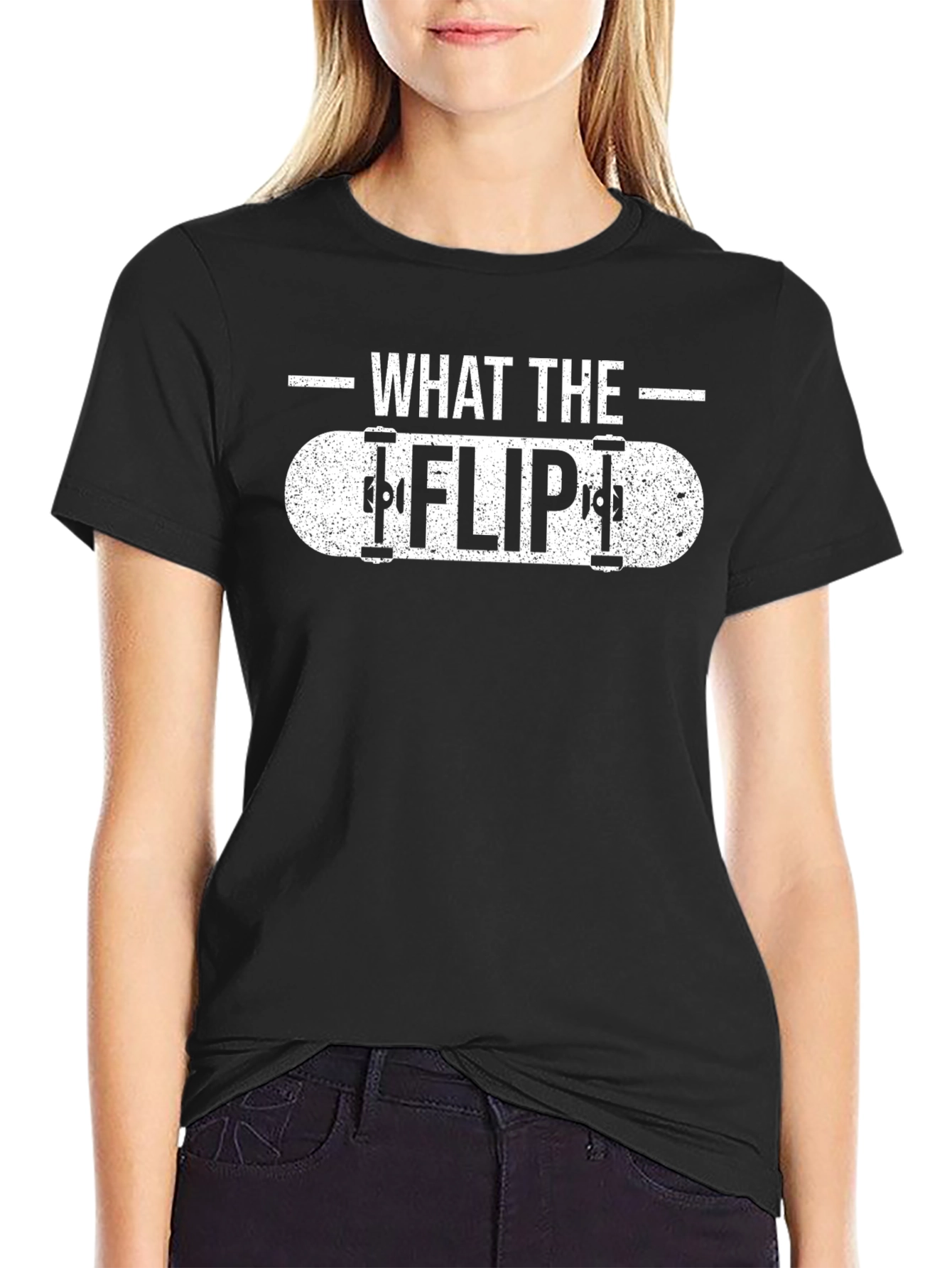 What the Flip Skateboard Graphic Tee - Black