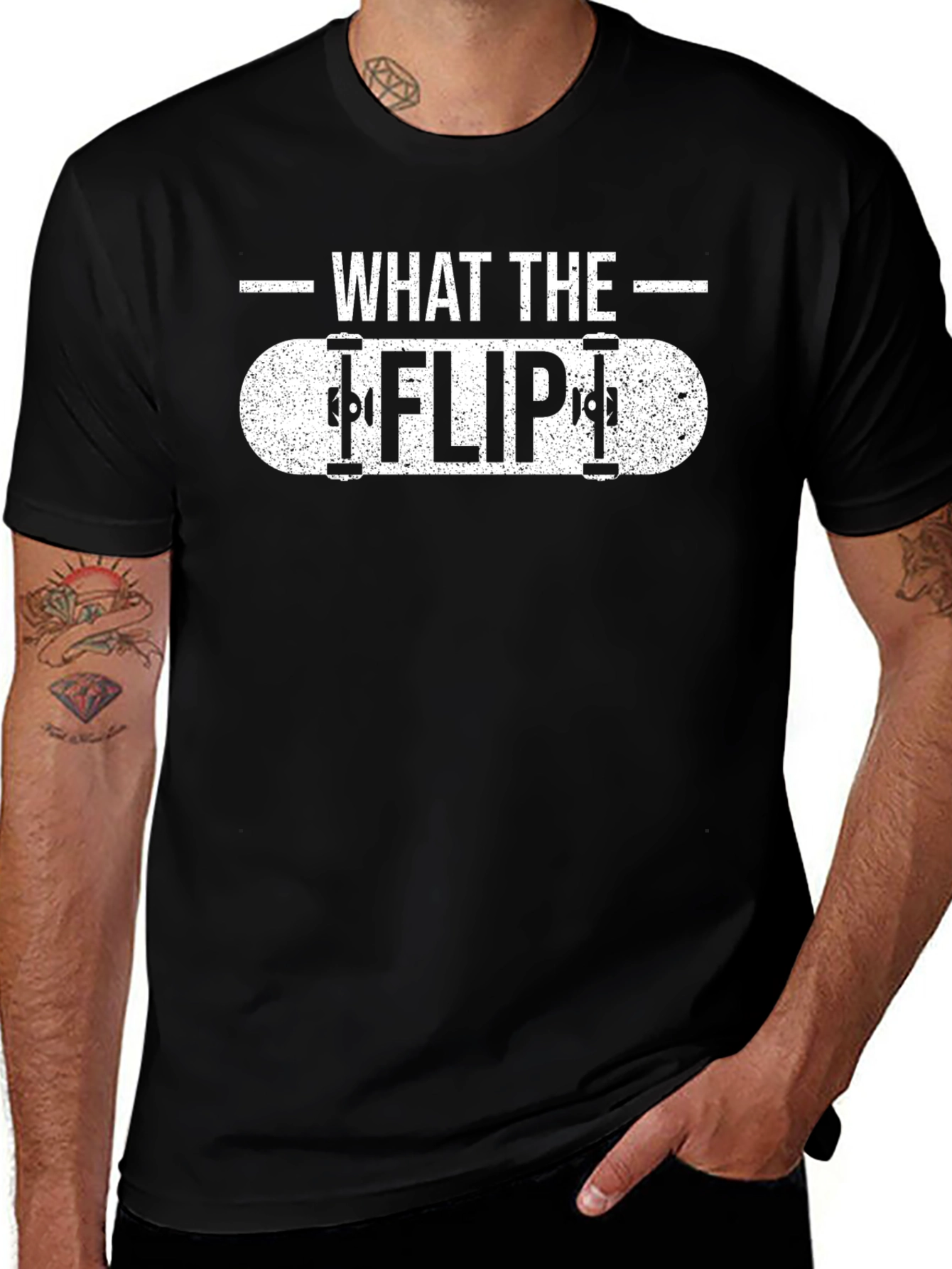 What the Flip Skateboard Graphic Tee - Black