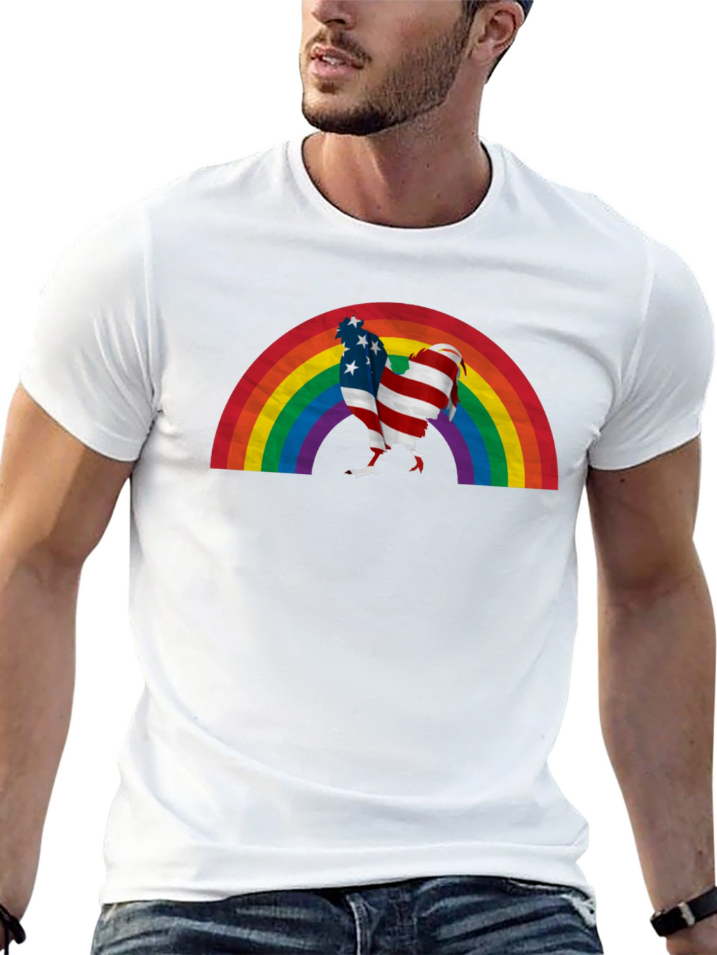 USA Flag Rainbow Chicken T-Shirt