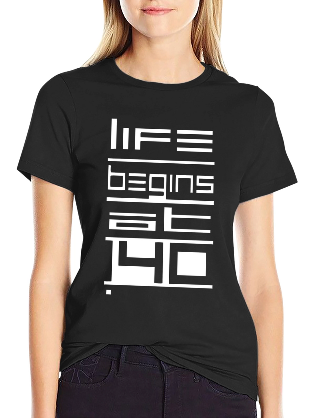 Life Begins at 40 Black Graphic Tee