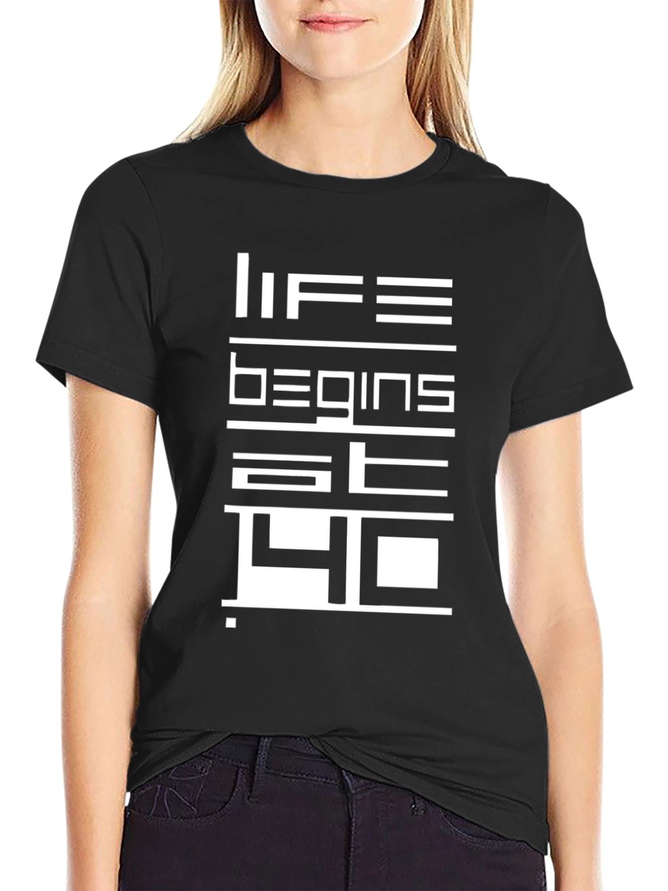 Life Begins at 40 Black Graphic Tee