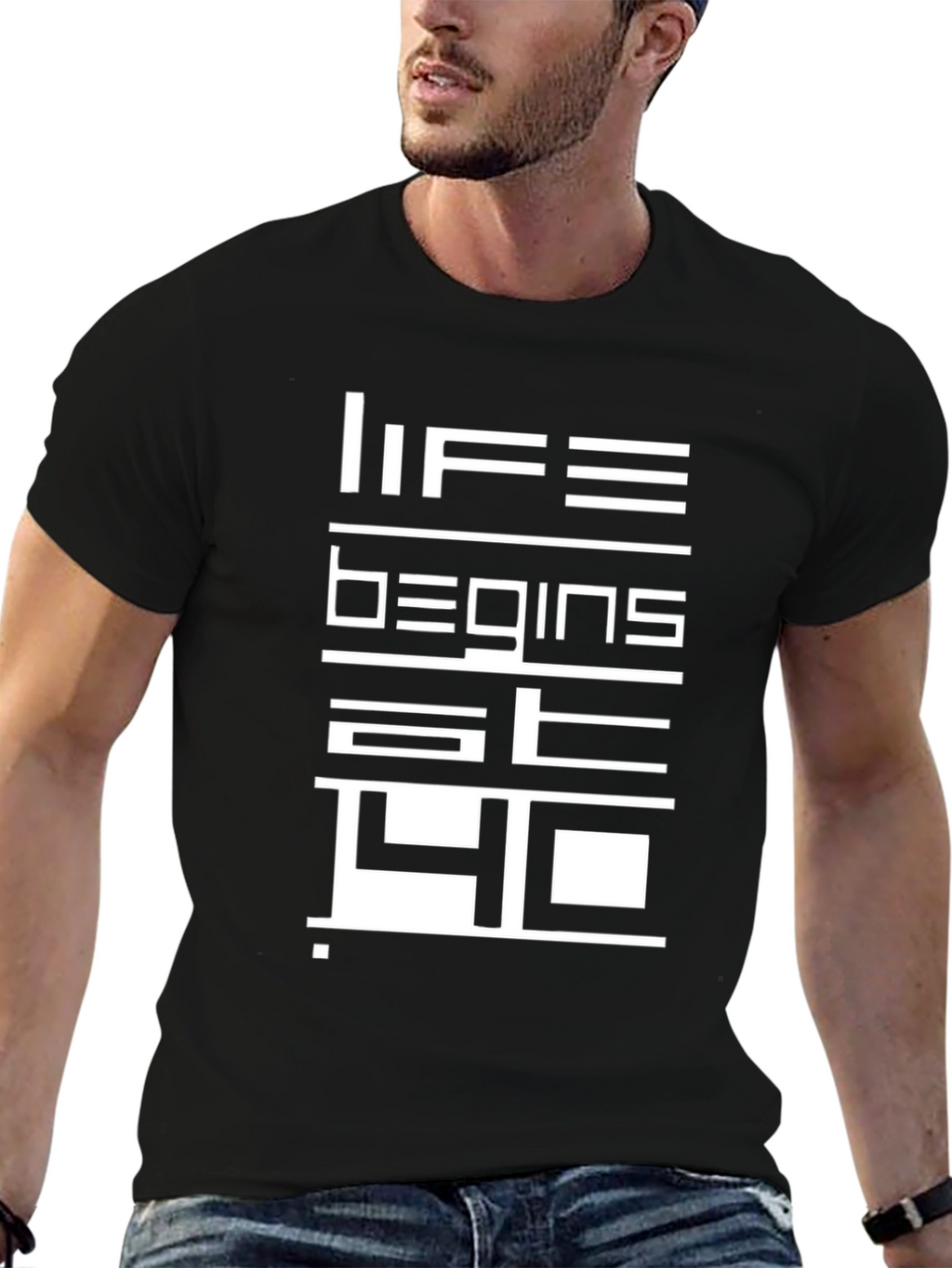 Life Begins at 40 Black Graphic Tee