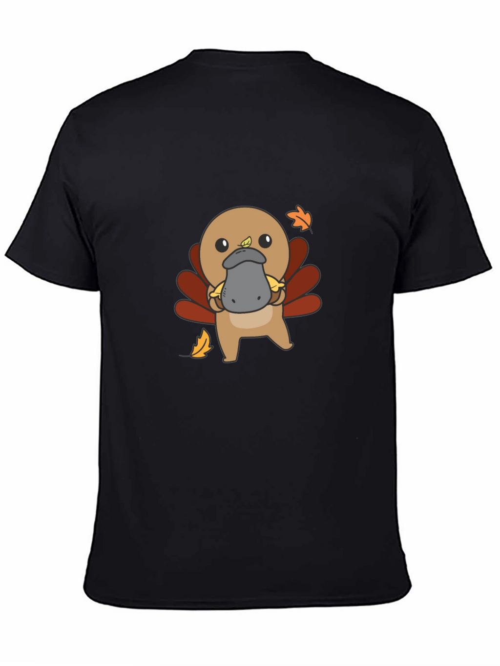Cute Turkey Platypus Graphic Black T-Shirt