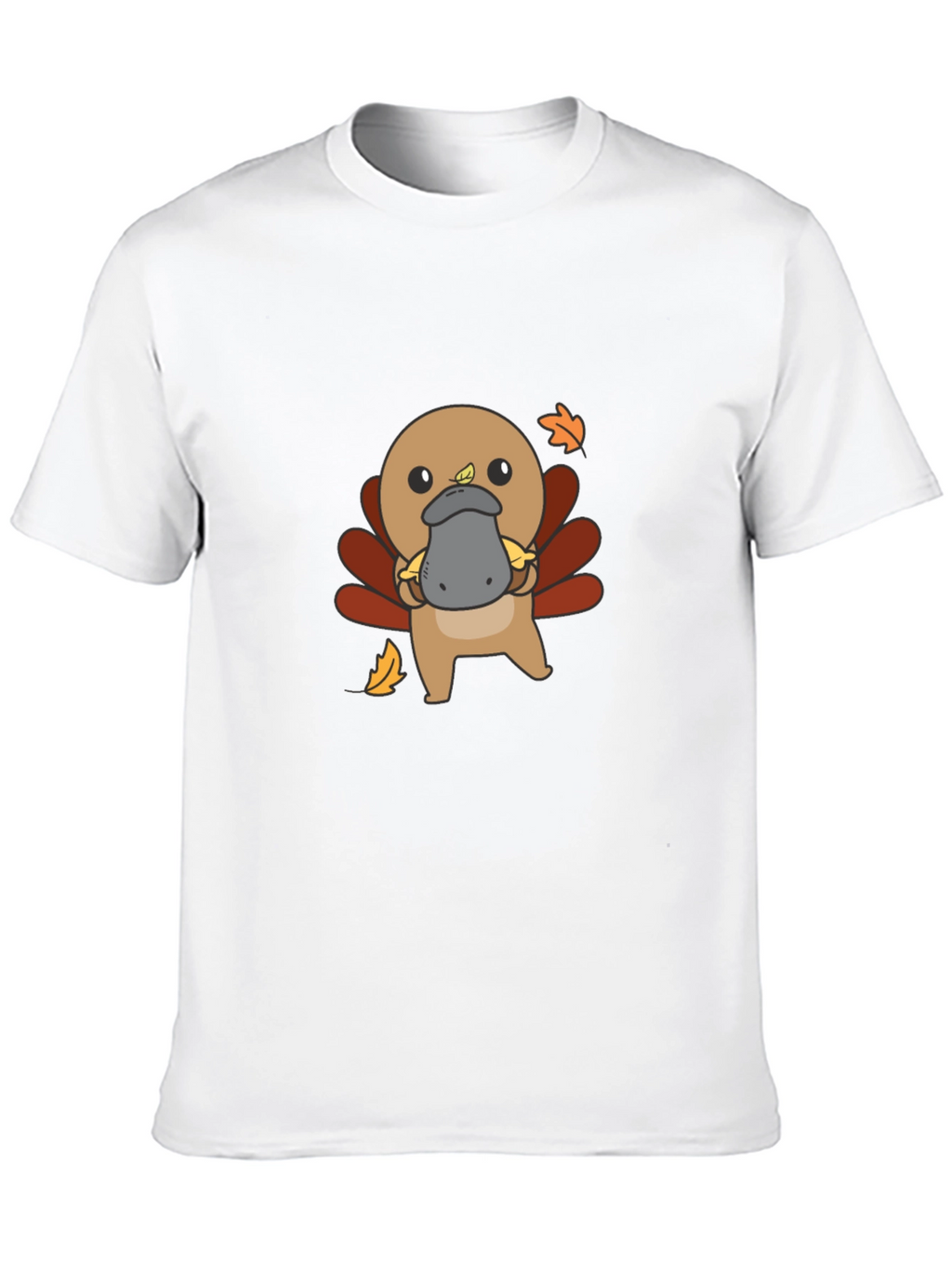 Cute Turkey Platypus Graphic Black T-Shirt