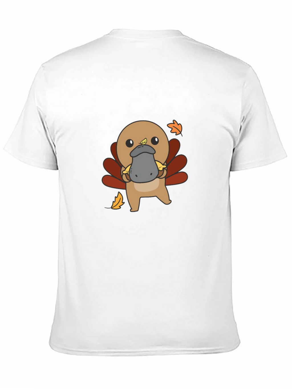 Cute Turkey Platypus Graphic Black T-Shirt