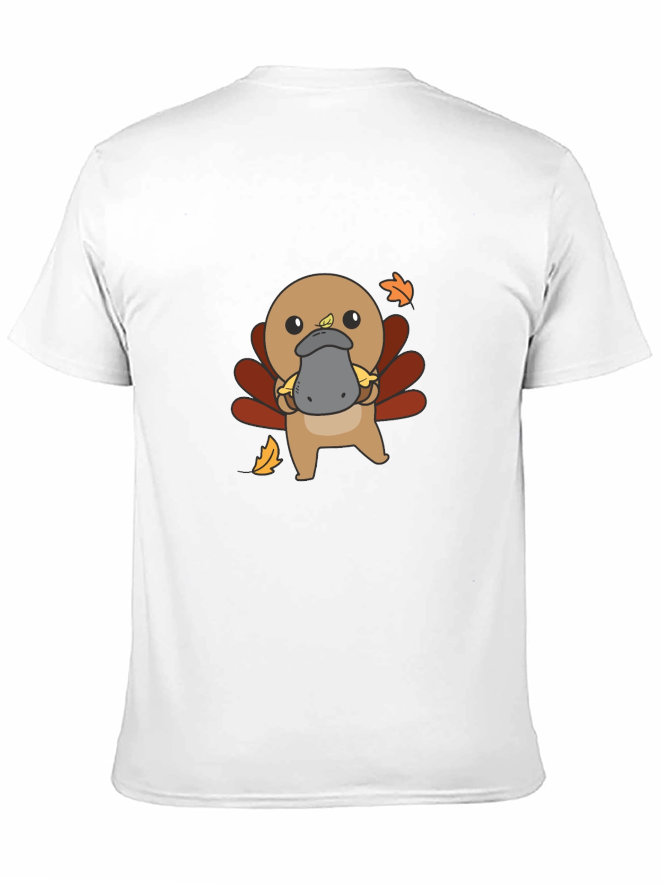 Cute Turkey Platypus Graphic Black T-Shirt