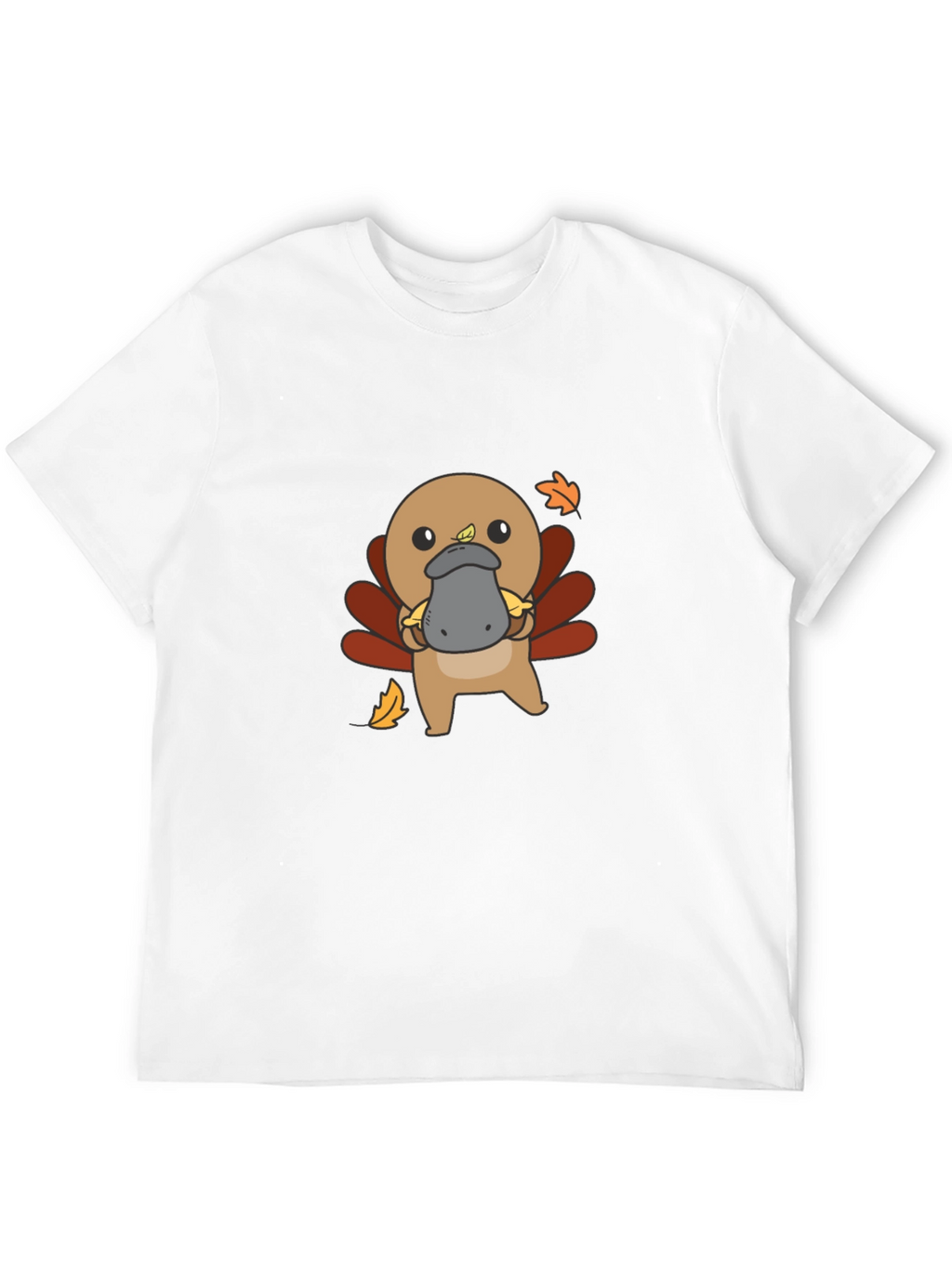 Cute Turkey Platypus Graphic Black T-Shirt