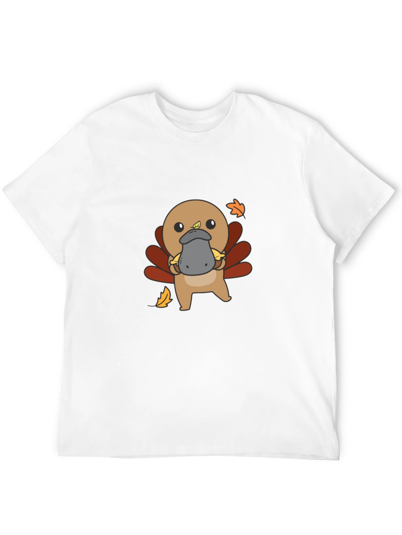 Cute Turkey Platypus Graphic Black T-Shirt
