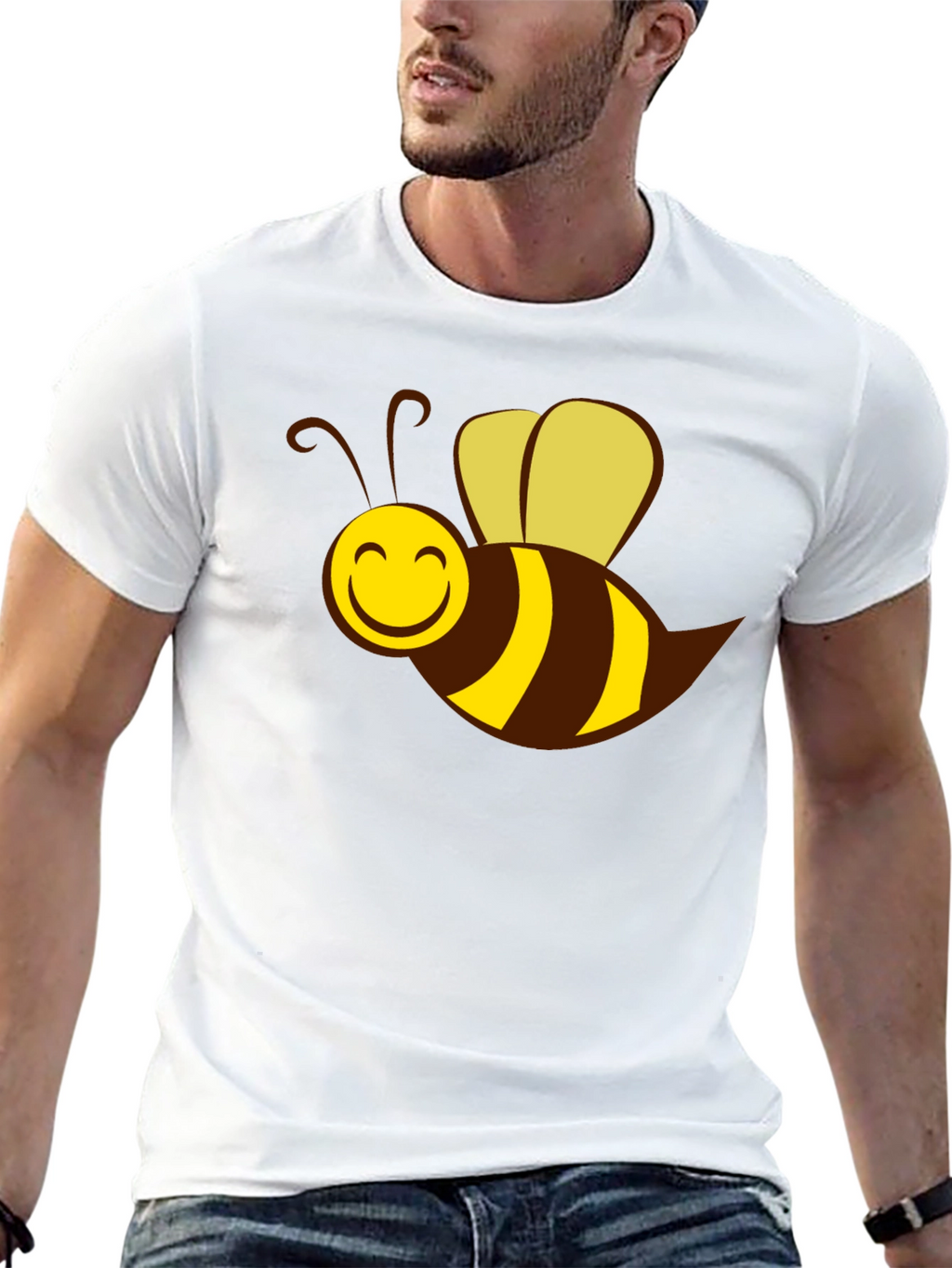 Cartoon Bee Graphic Black T-Shirt