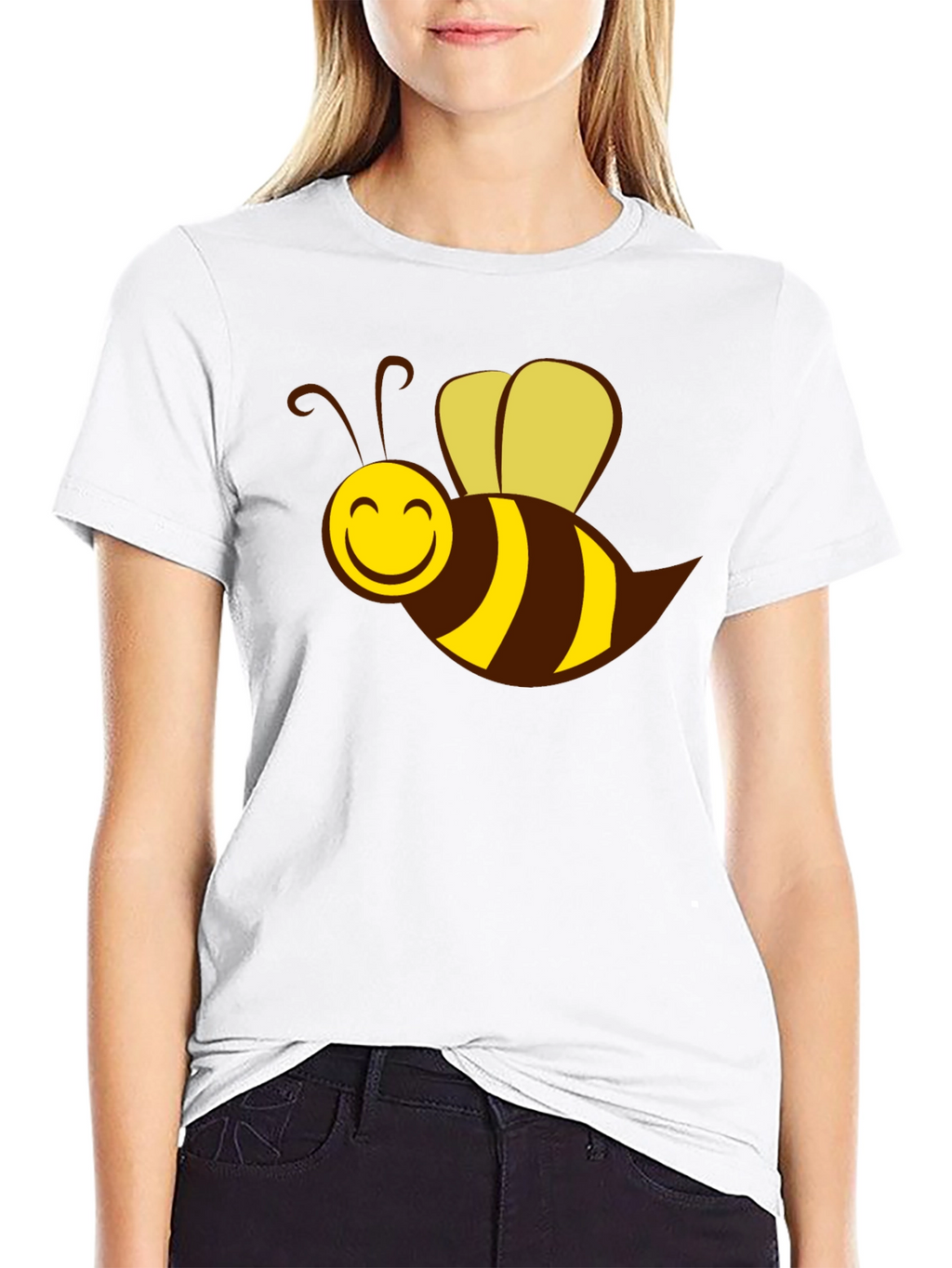 Cartoon Bee Graphic Black T-Shirt