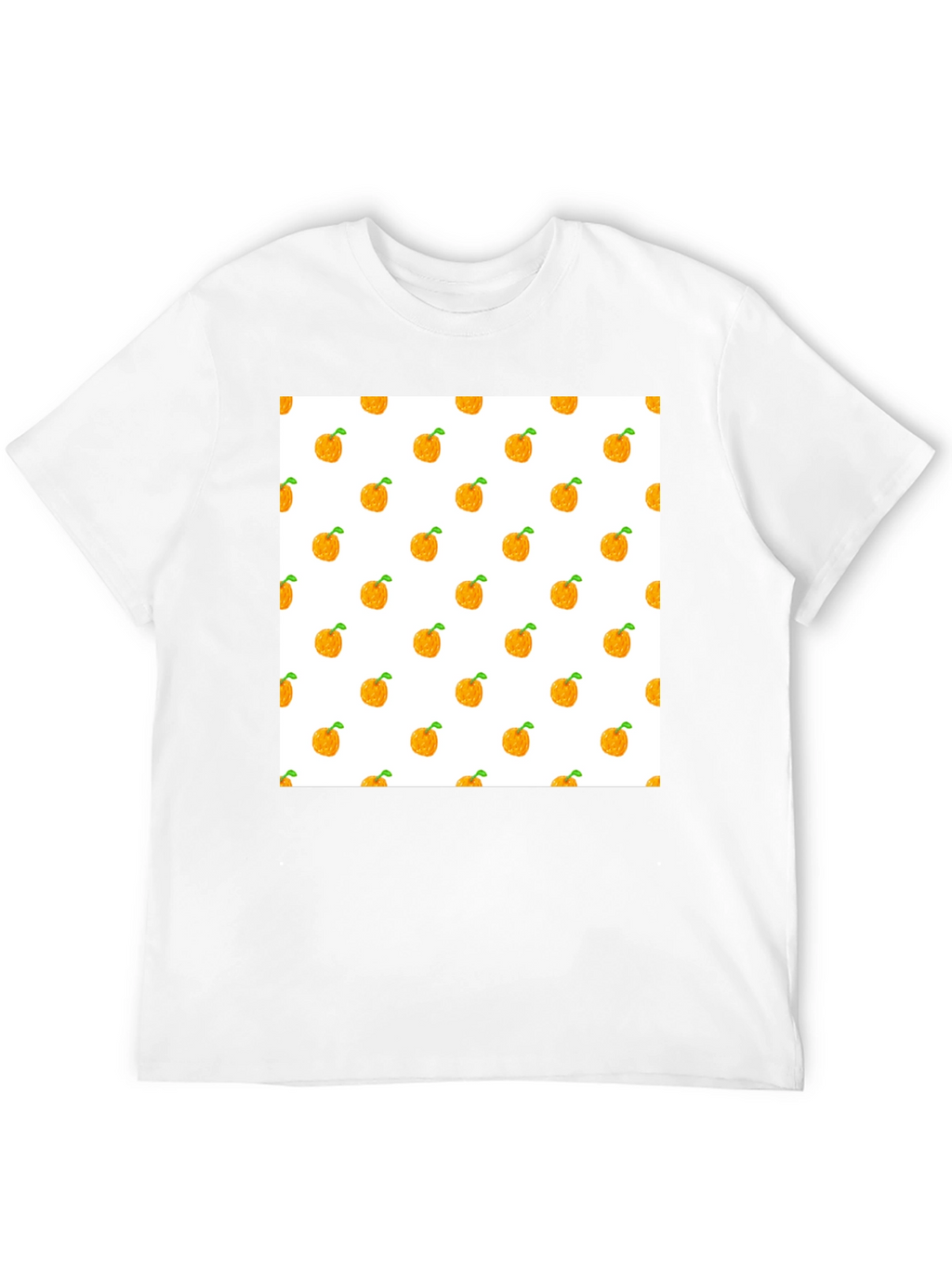 Orange Fruit Pattern Black T-Shirt