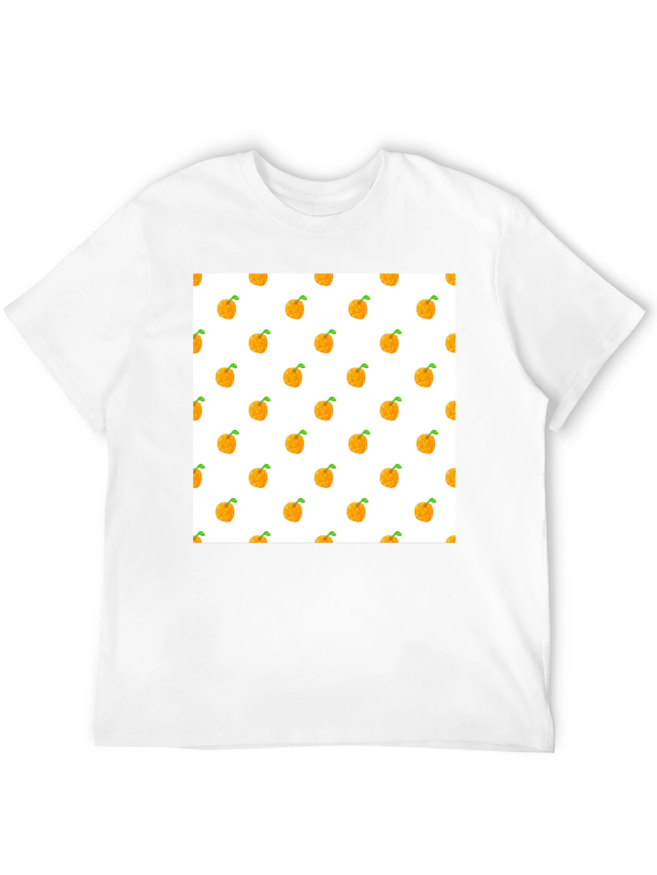 Orange Fruit Pattern Black T-Shirt
