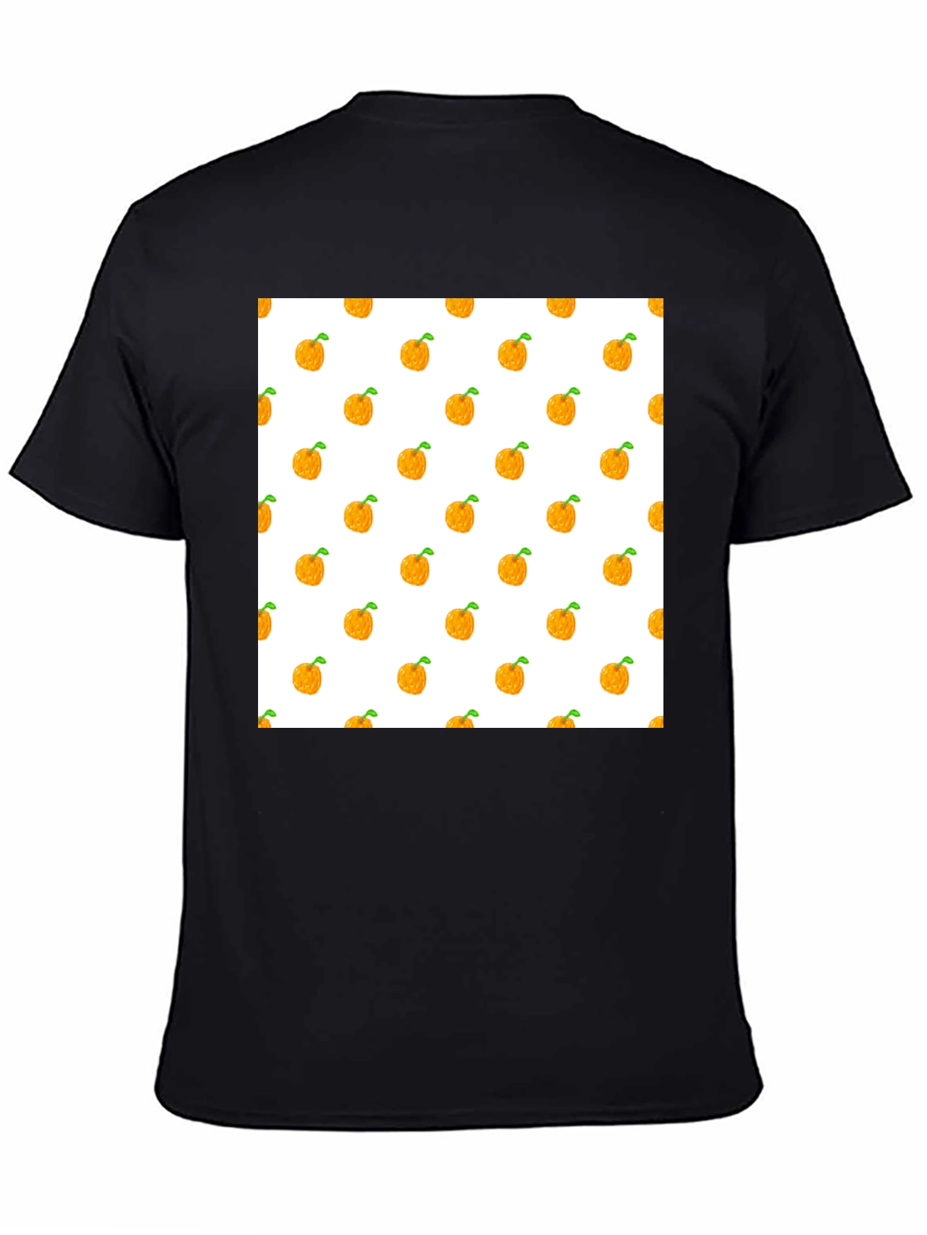 Orange Fruit Pattern Black T-Shirt
